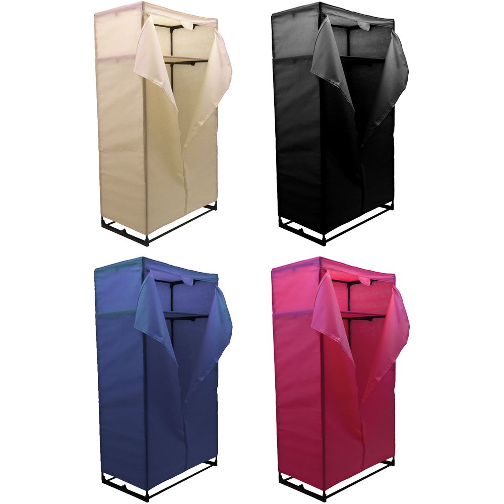 Double Wardrobes Coloured Canvas Style Metal Frame Rail Bedroom