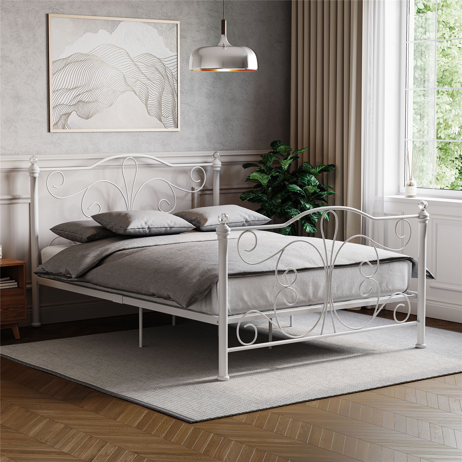 Metal Bed Single Double King Size Slat Base Headboard Set Bedroom Furniture - Picture 115 of 187