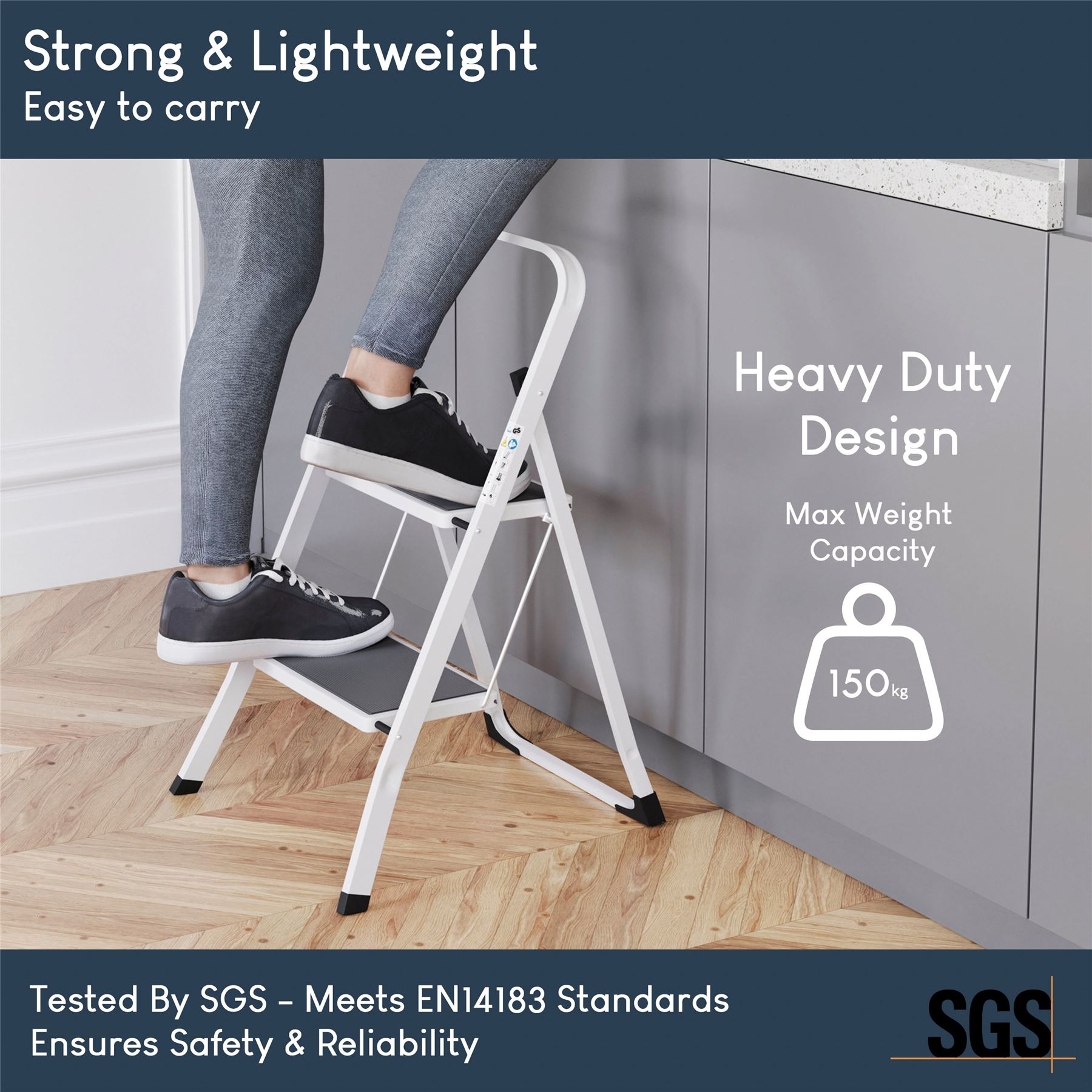 2 3 4 Step Ladder Folding Portable Compact Heavy Duty Iron Anti-Slip Mat Stool - Picture 11 of 69