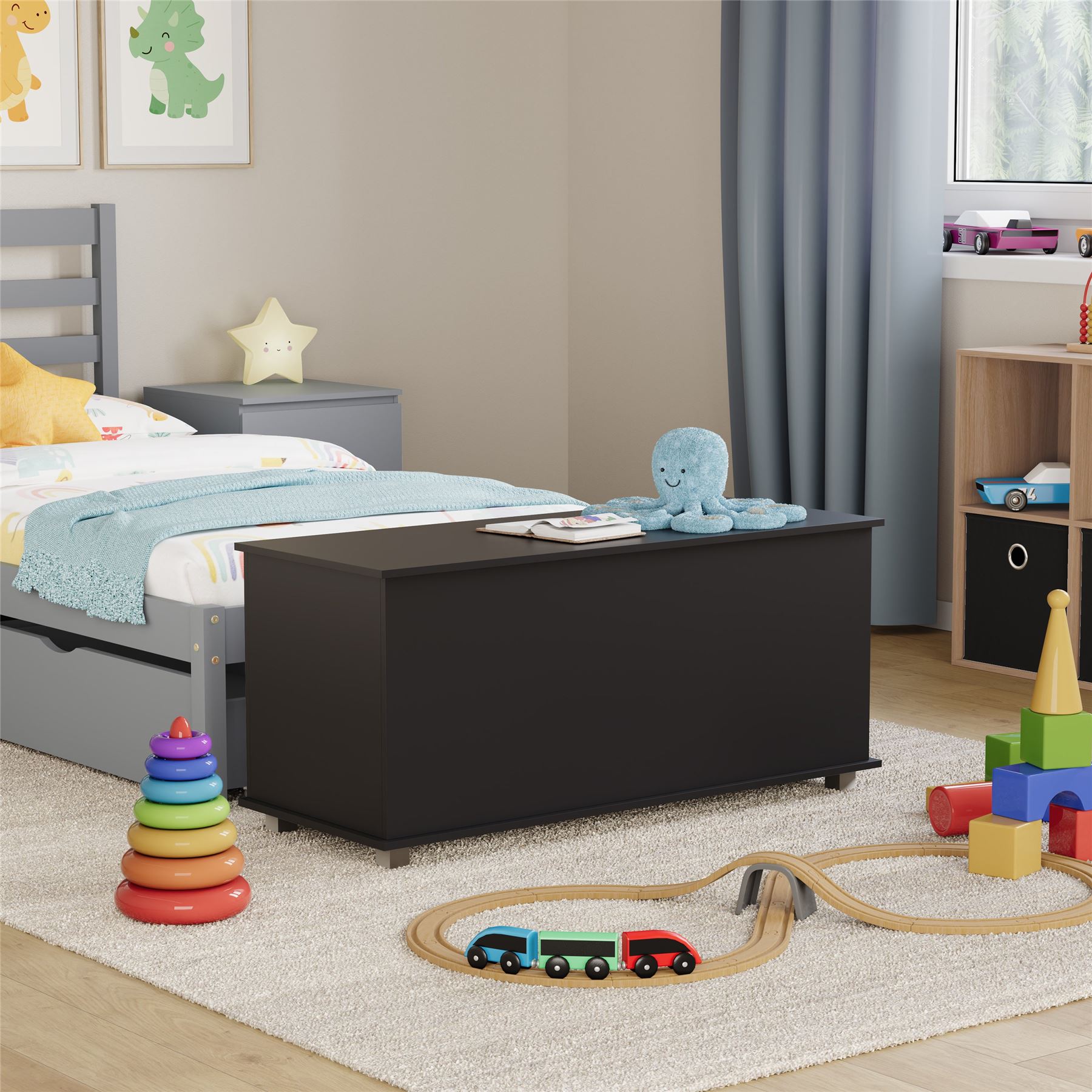 Wooden Toy Box Large Storage Ottoman Kids Toys Childrens Nursery Bedroom Chest - Picture 5 of 33