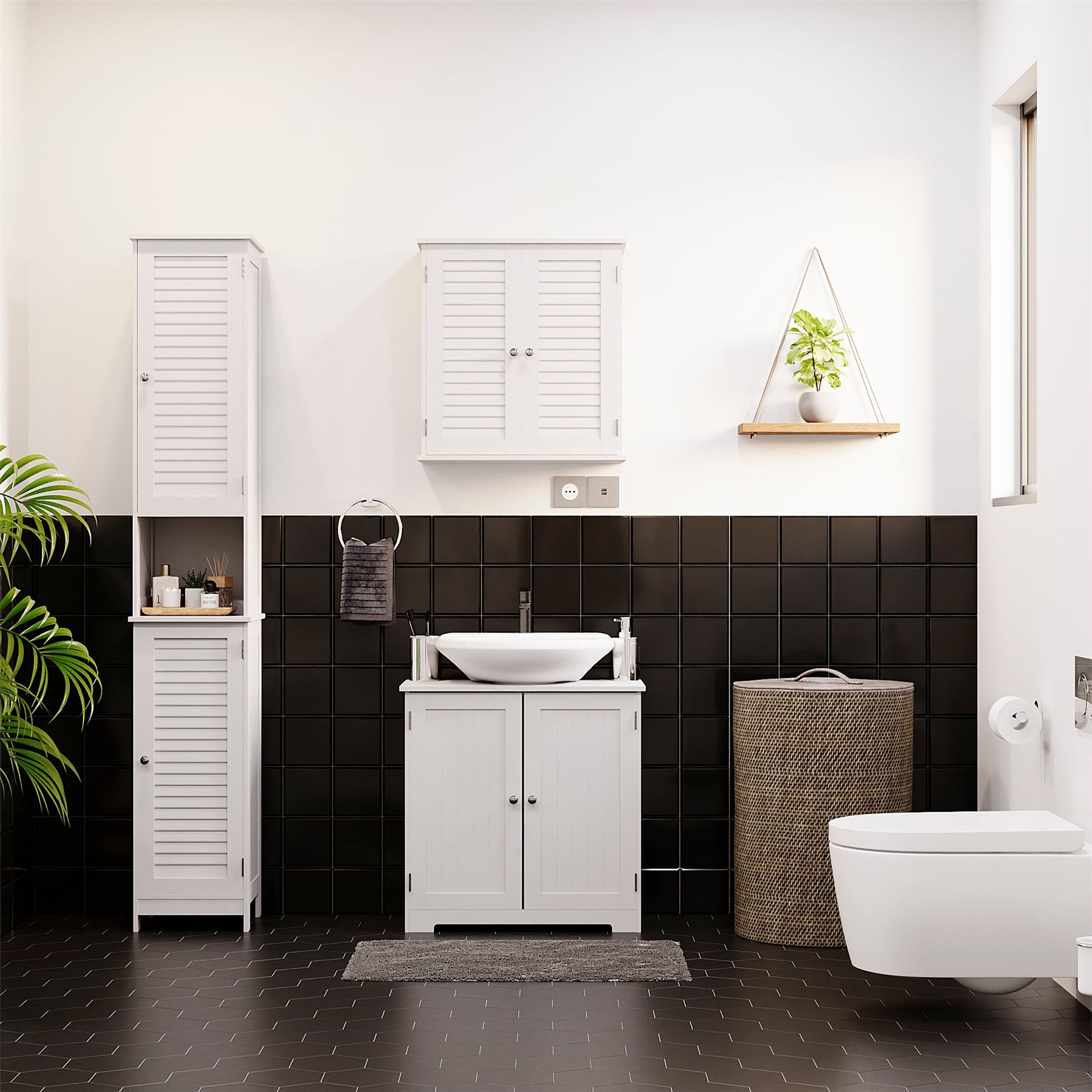 Wall Mounted Cabinet Bathroom White Single Double Door Vanity Storage Cupboard - Picture 17 of 113