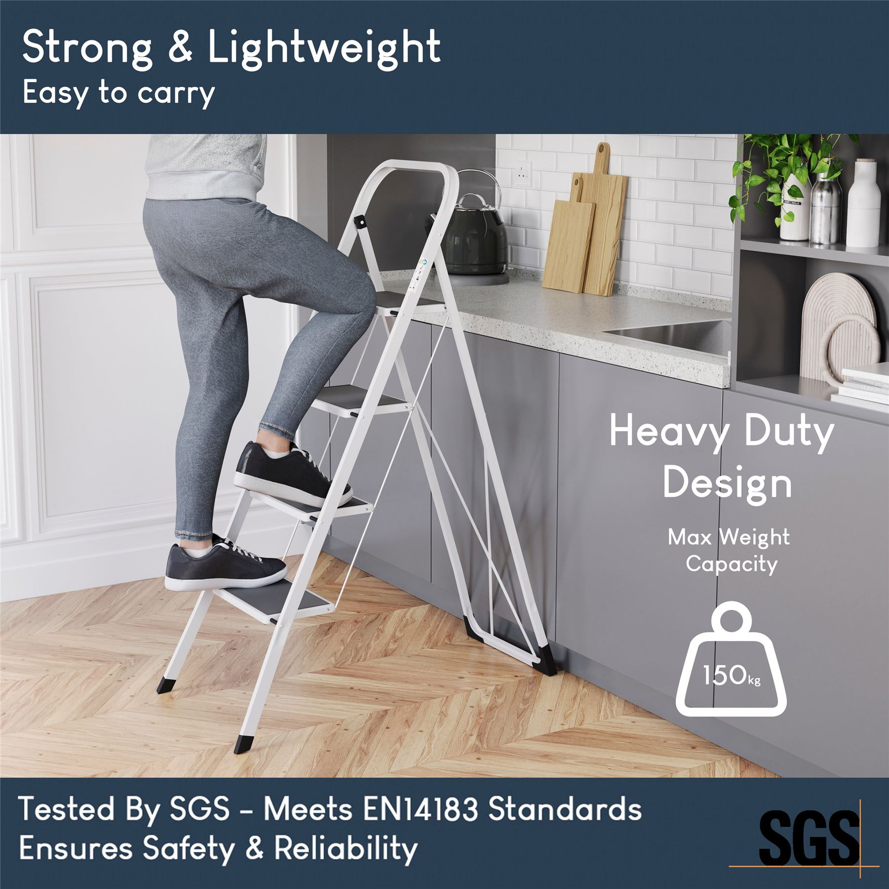 2 3 4 Step Ladder Folding Portable Compact Heavy Duty Iron Anti-Slip Mat Stool - Picture 55 of 69