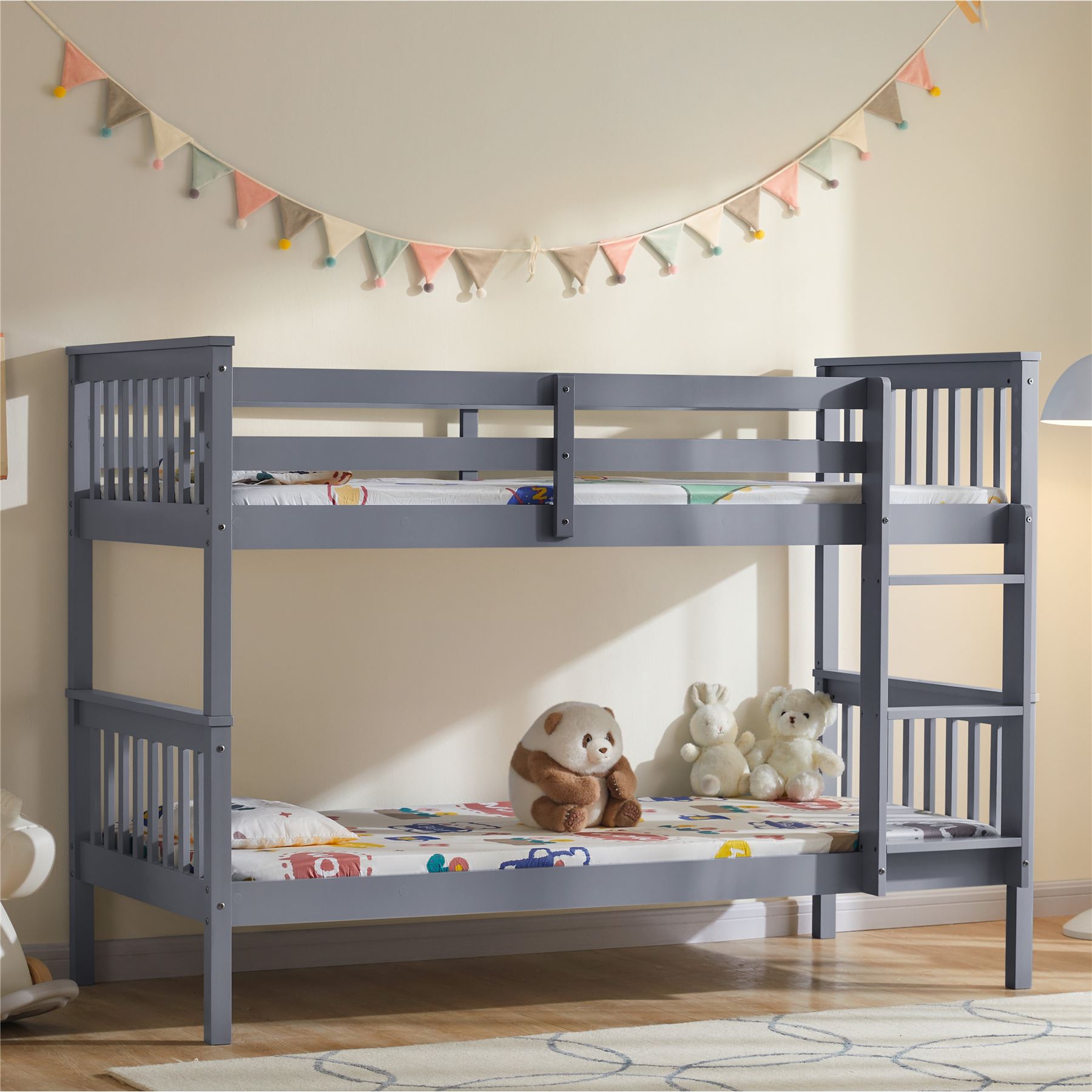 Wooden Bunk Beds Detachable Triple Sleeper High Sleeper Ladder Kids - Picture 3 of 25