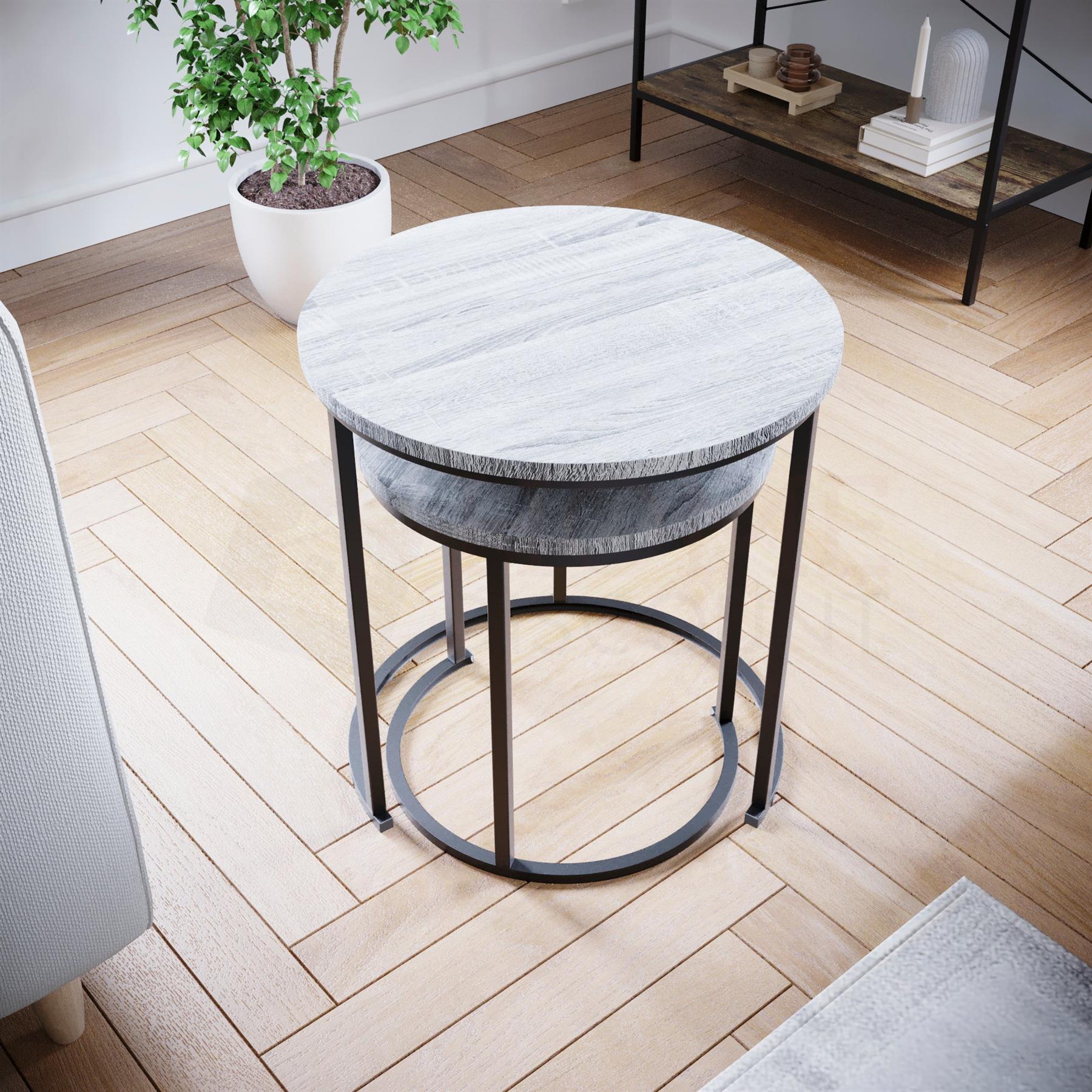 Set of 2 3 Coffee Nesting Table Set Sofa Side End Table Industrial Living Room - Picture 62 of 107