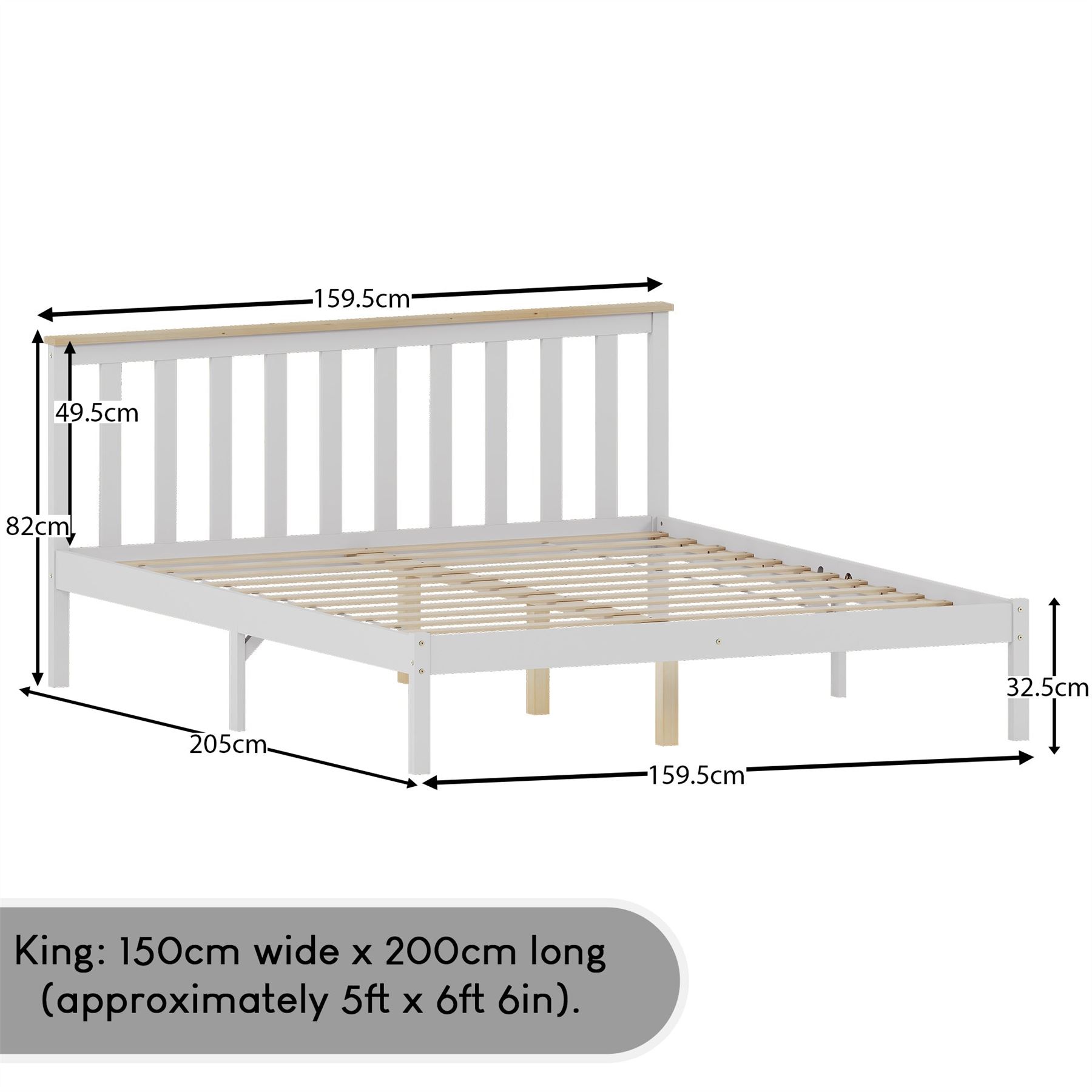 Holzbett Milan Single Double King Size 3 Fuß 4 Fuß 6 5 Fuß Rahmen Matratze Weiß Kiefer - Bild 36 von 37