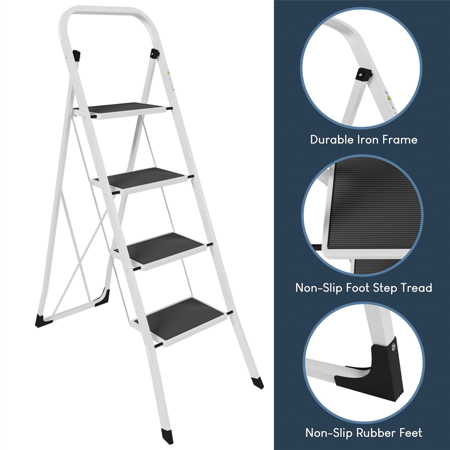 2 3 4 Step Ladder Folding Portable Compact Heavy Duty Iron Anti-Slip Mat Stool - Picture 52 of 69