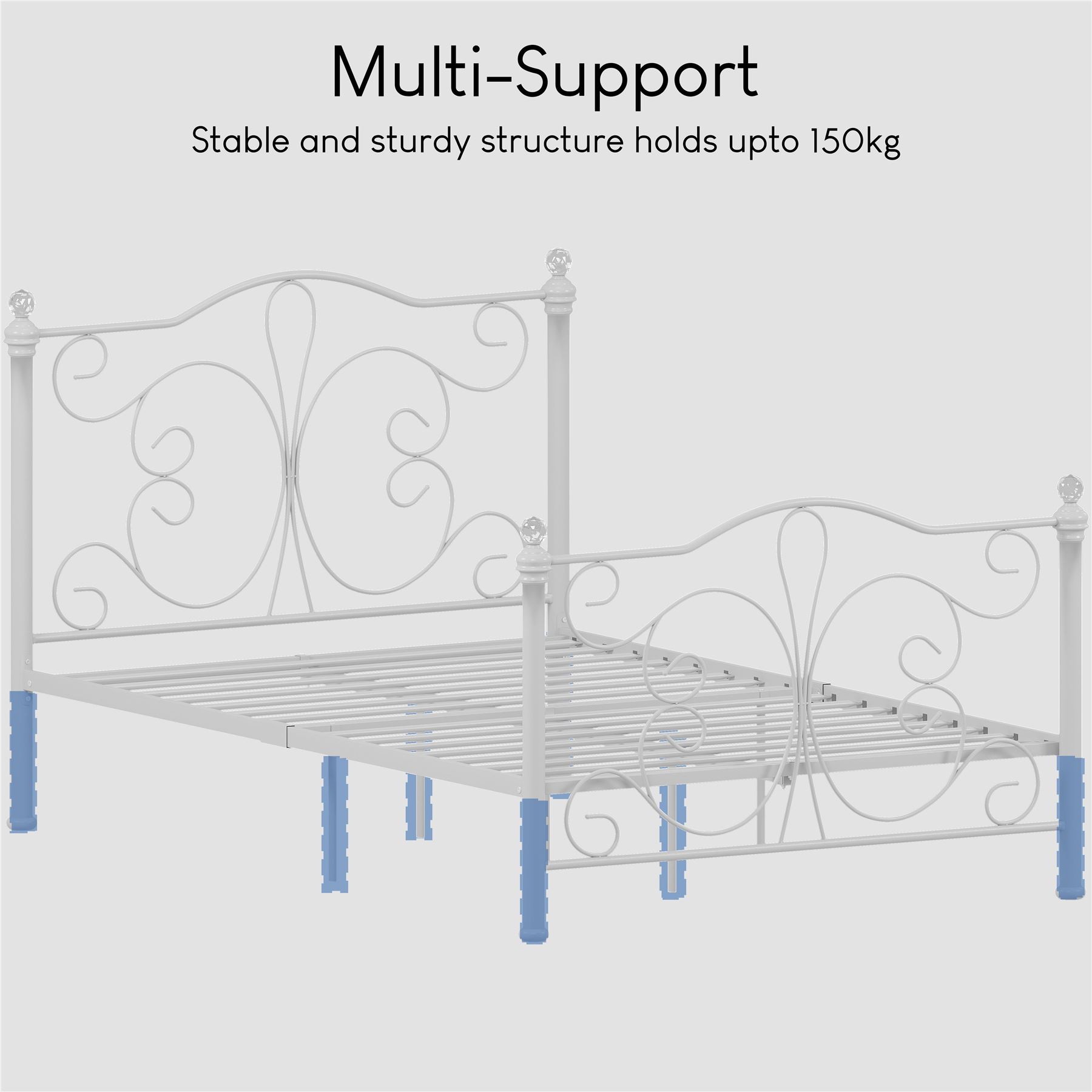 Metal Bed Double King Size Frame 4FT 4FT6 5FT Chicago Mattress Black White - Picture 13 of 14