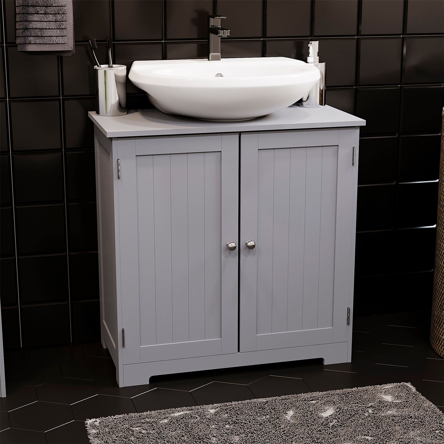 Bathroom Under Sink Cabinet Basin Storage Cupboard Vanity Door Furniture Unit - Picture 3 of 25