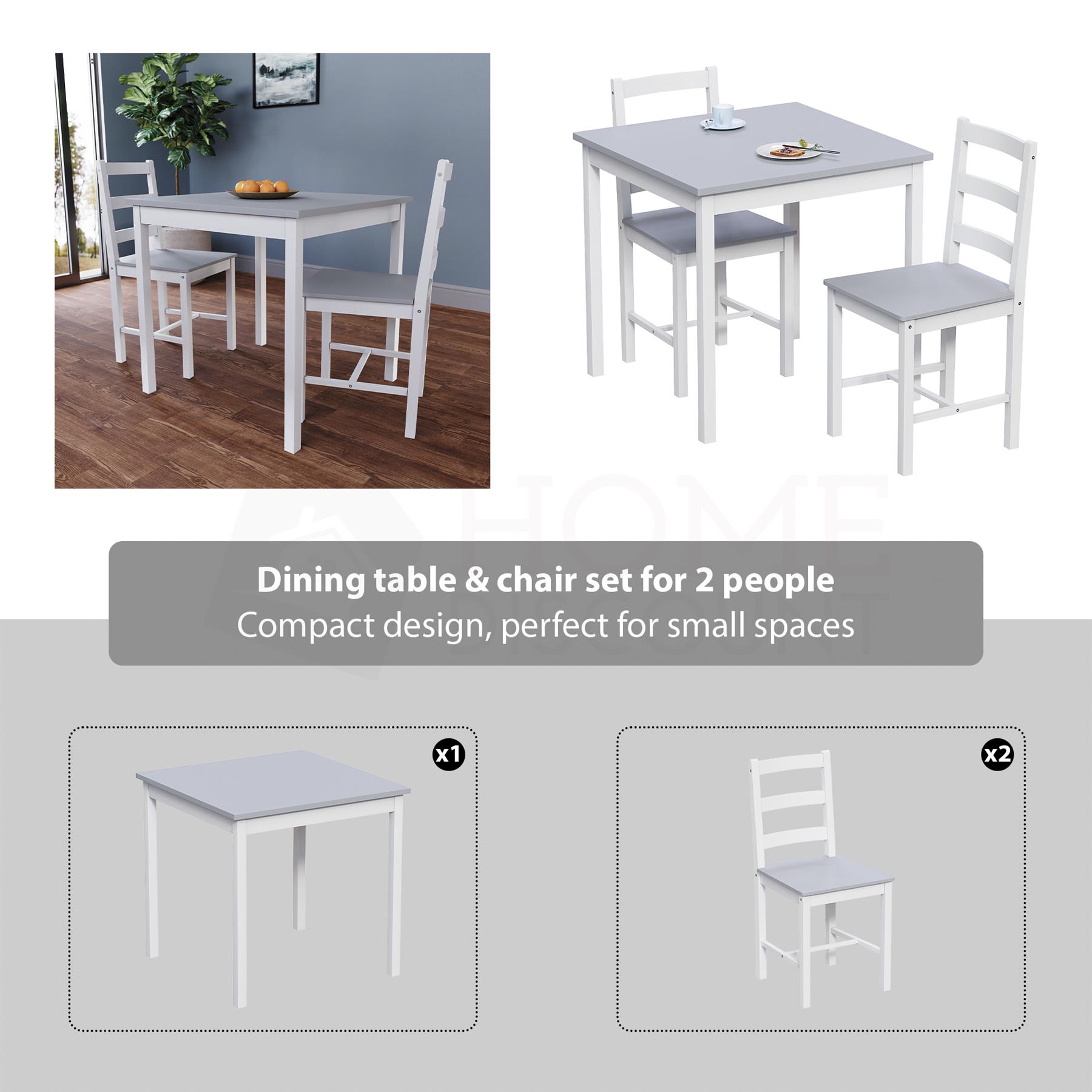 Solid Wood Dining Table and 2 4 Chairs Set Home Kitchen Furniture 3 Colours - Picture 54 of 73