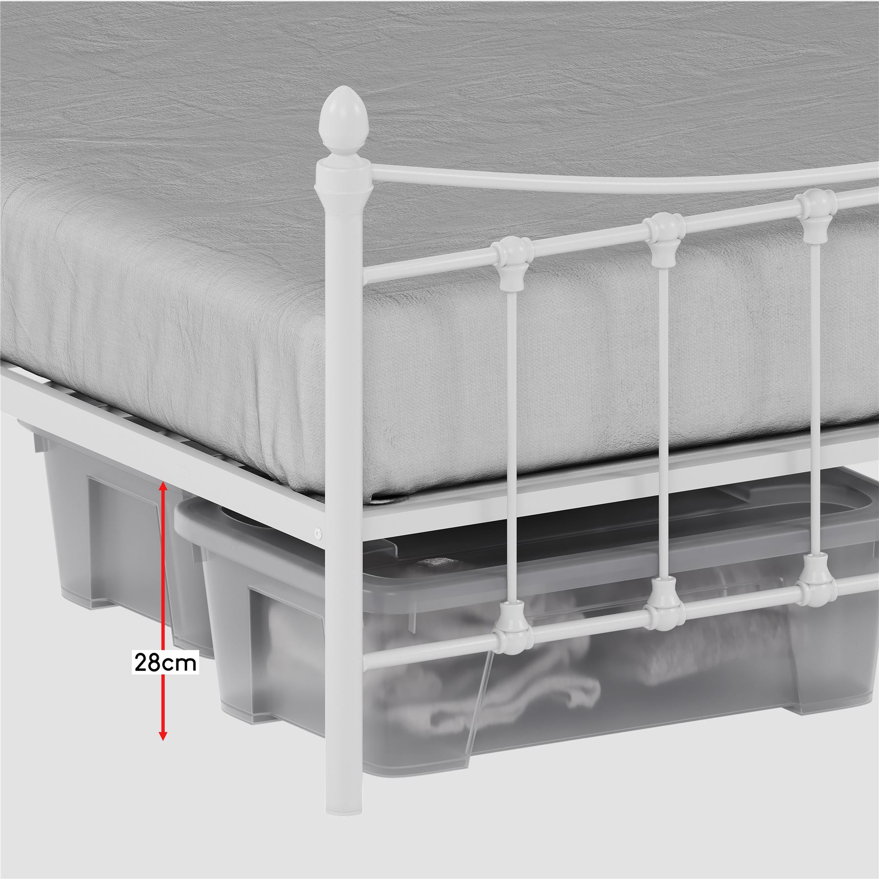 Metal Bed Double King Size Frame 4FT 4FT6 5FT Mattress Black White Paris - Picture 16 of 17
