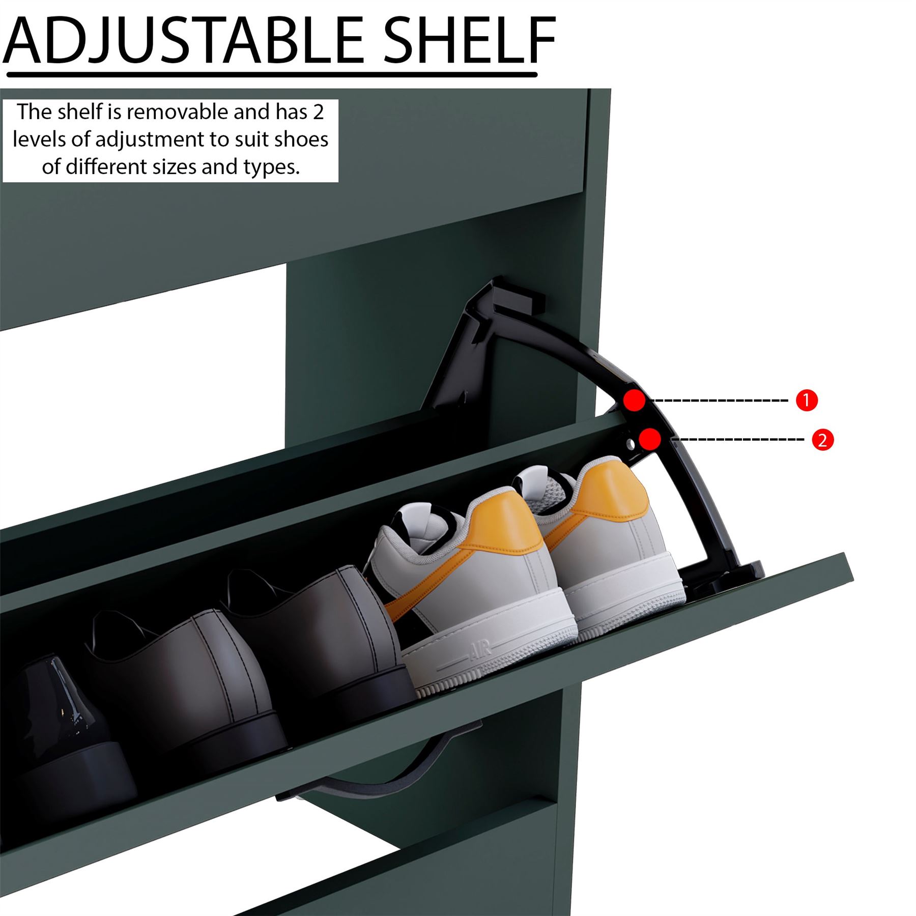 Schuhschrank mit 3 Schubladen Aufbewahrungsschrank Schuhe Ständer Regal Holz weiß schwarz - Bild 60 von 79