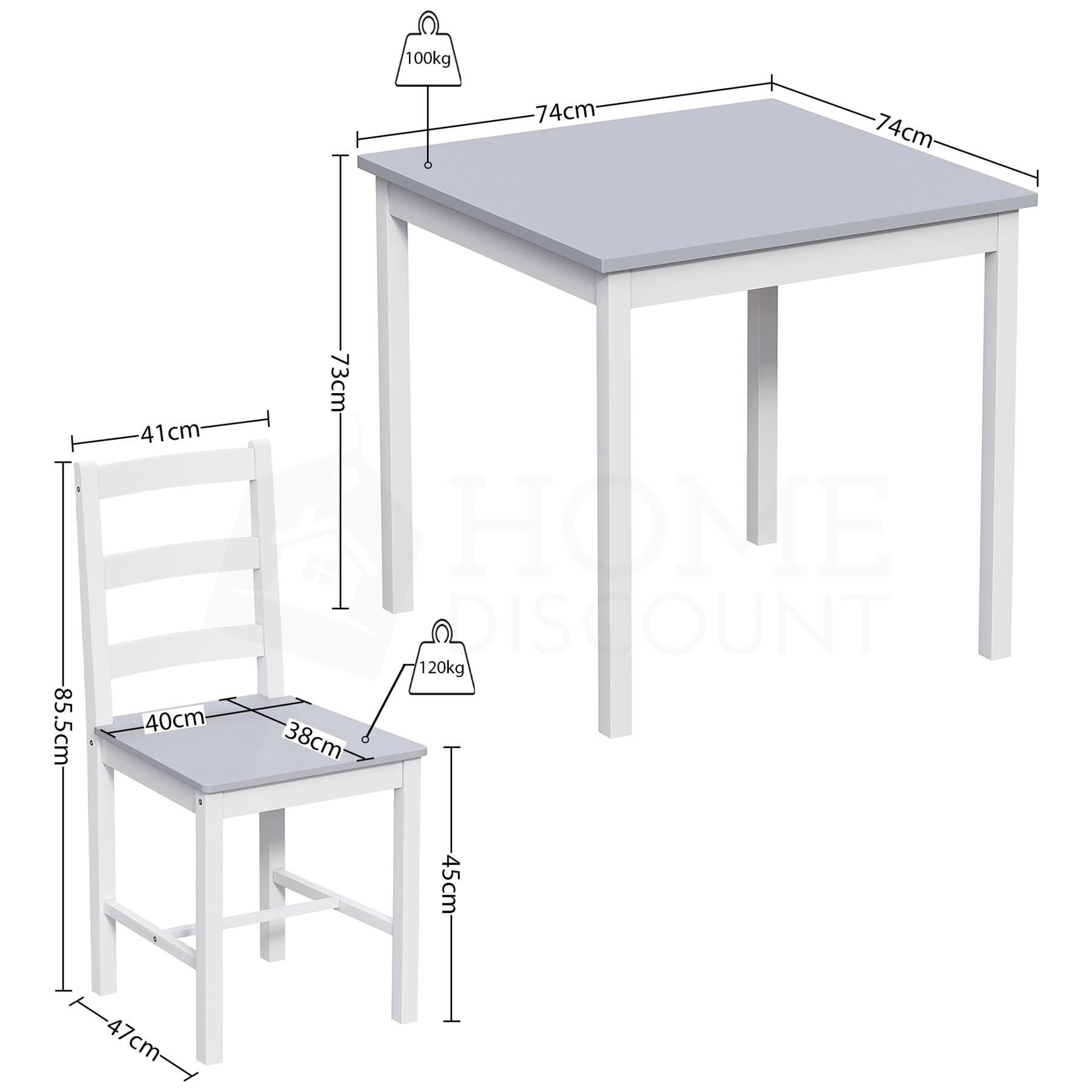 Solid Wood Dining Table and 2 4 Chairs Set Home Kitchen Furniture 3 Colours - Picture 51 of 73
