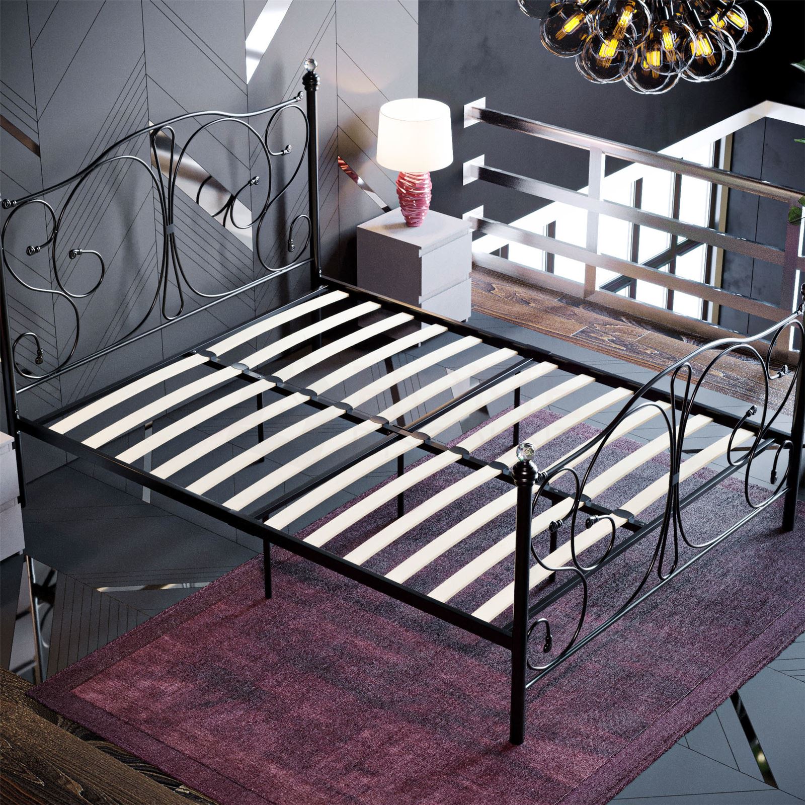 Metal Bed Single Double King Size Slat Base Headboard Set Bedroom Furniture - Picture 130 of 187