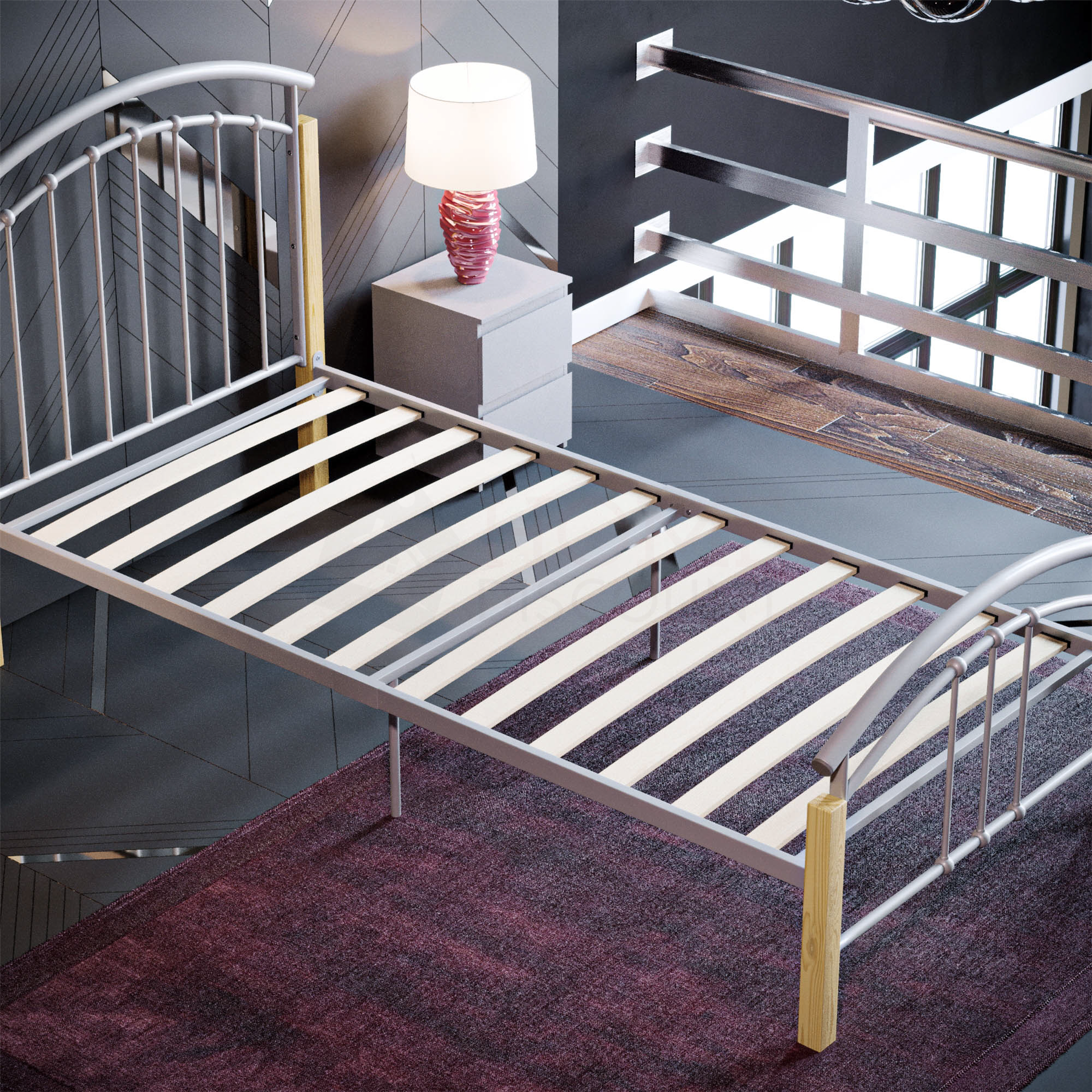 Metal Bed Single Double King Size Slat Base Headboard Set Bedroom Furniture - Picture 139 of 187