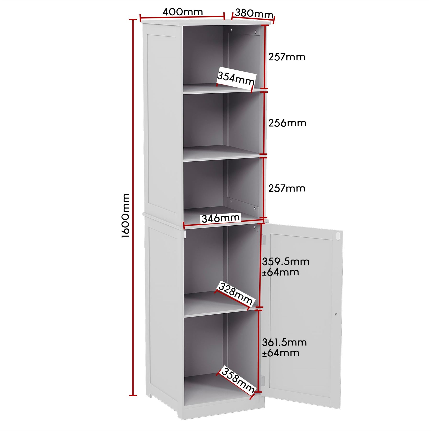 Priano Bathroom Cabinet Door Wall Mounted Freestand Storage Furniture White Grey - Picture 104 of 153