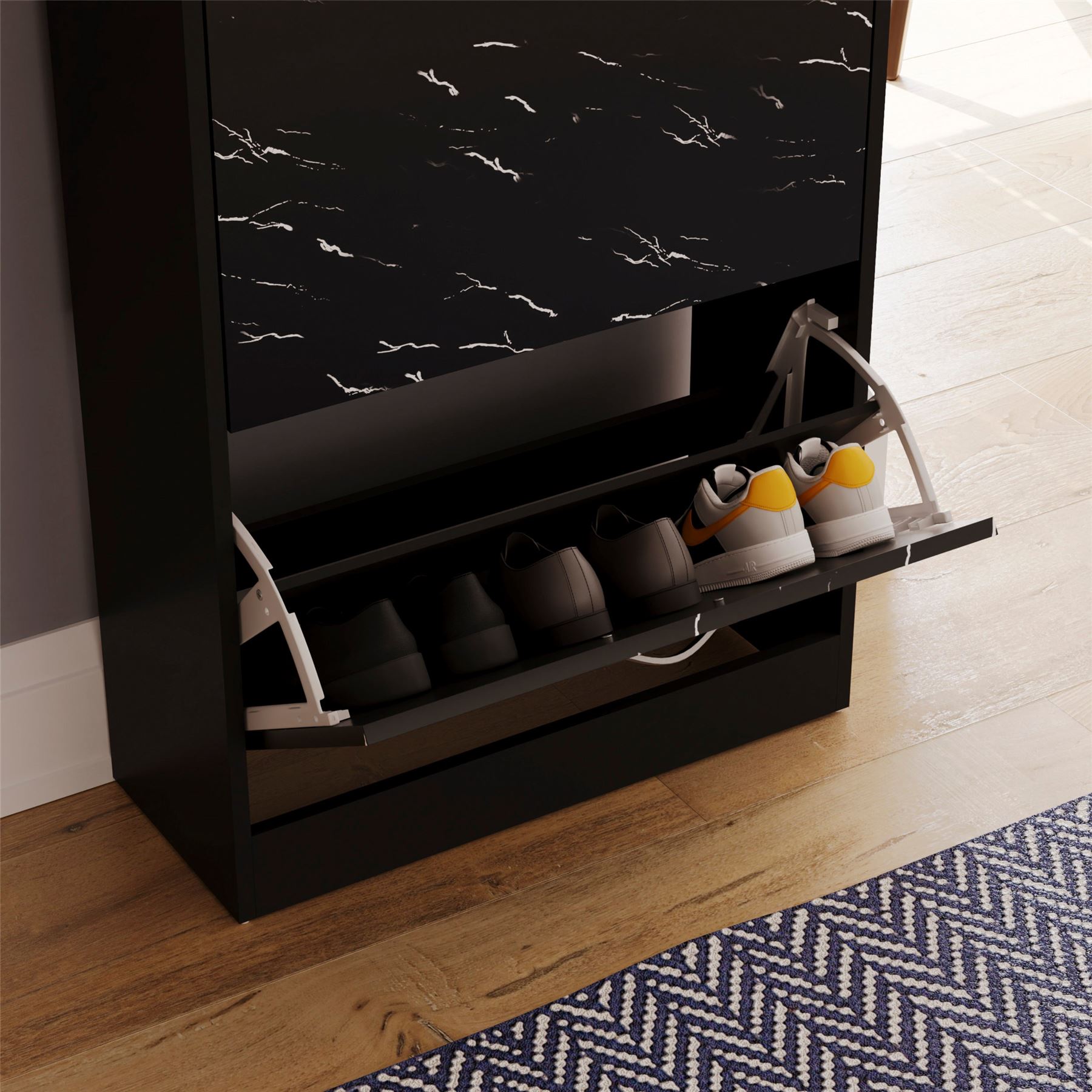 Shoe Cabinet 2 Drawer Storage Organiser Footwear Rack Cupboard Hallway Unit - Picture 23 of 79