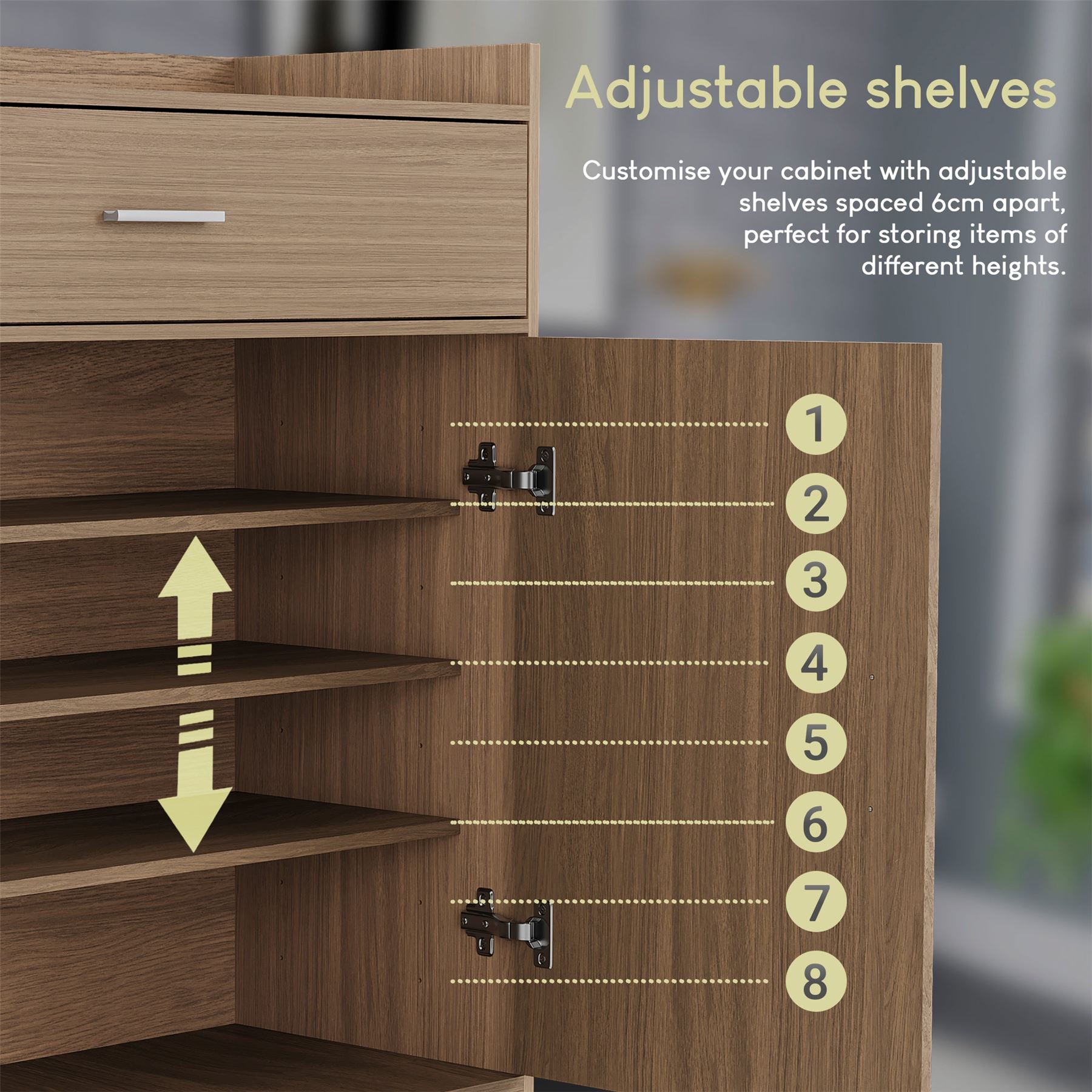 Vida Designs Dalby Shoe Storage Cabinet 2 Door 1 Drawer Shoe Rack Cupboard - Picture 25 of 37
