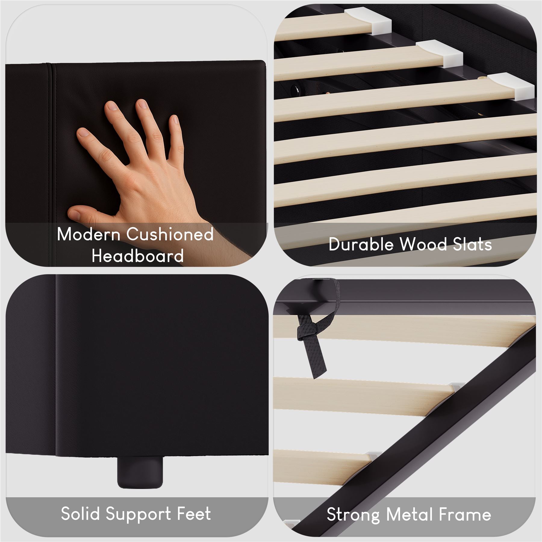 Ottoman Storage Bed Gas Lift Double King Size Leather Bed Slatted Base Headboard - Picture 91 of 137
