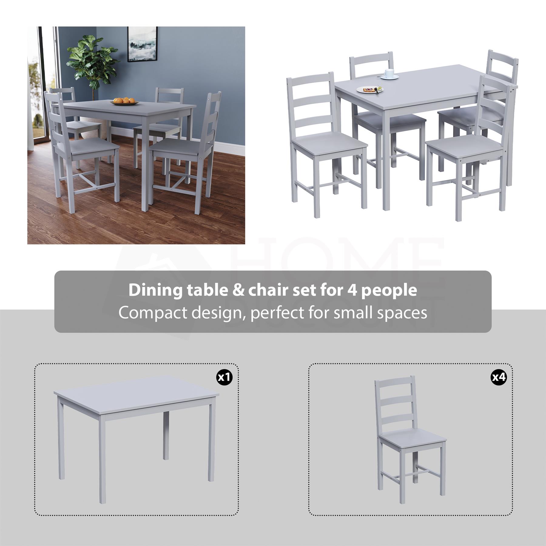 Solid Wood Dining Table and 2 4 Chairs Set Home Kitchen Furniture 3 Colours - Picture 38 of 73