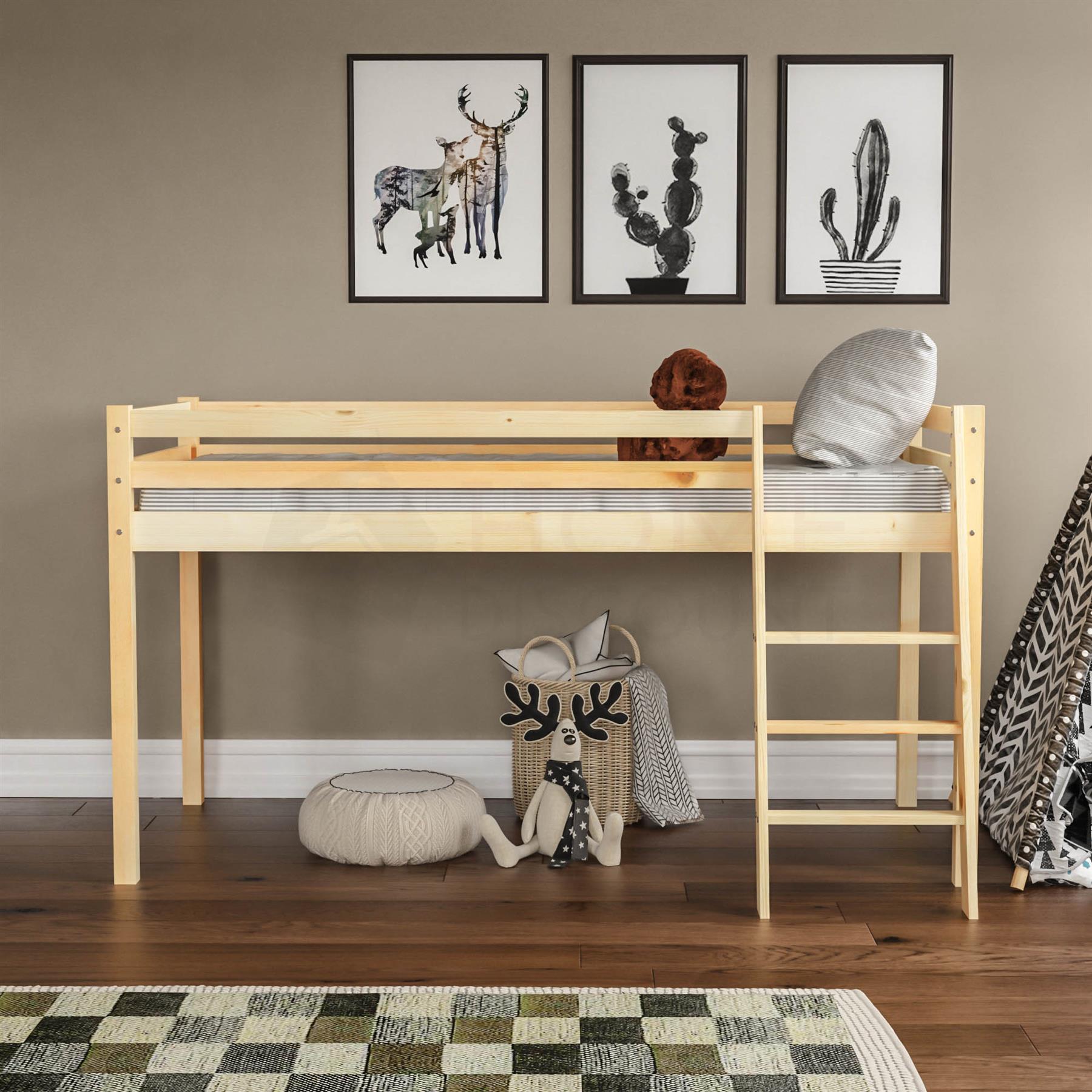 HIGH SLEEPER BUNK Bed Cabin Loft Bed Storage Ladder Kids Pine Frame 3FT