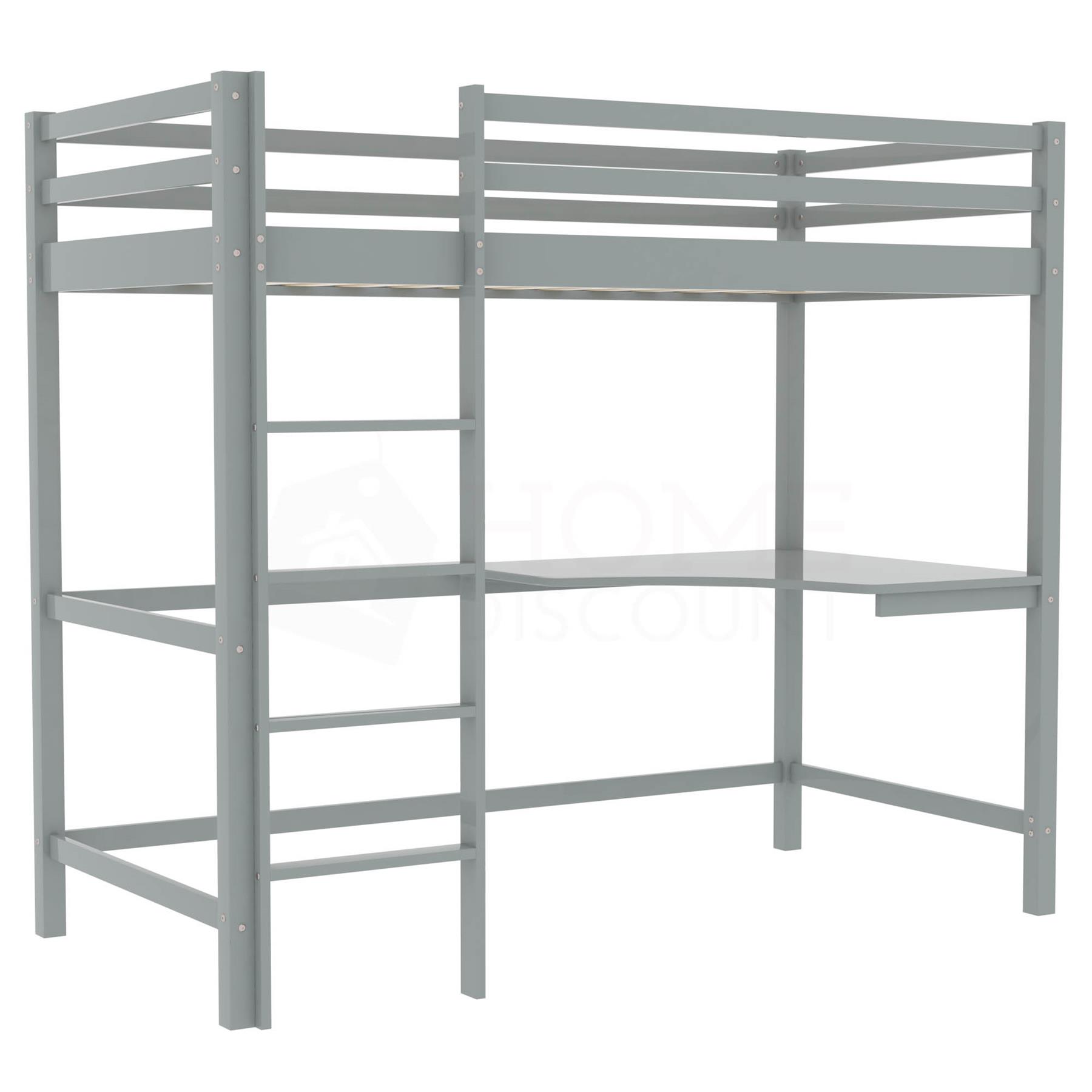 High Sleeper Bunk Bed Loft Cabin Bed Solid Pine Wood Frame Desk Kids Single 3FT - Picture 8 of 22