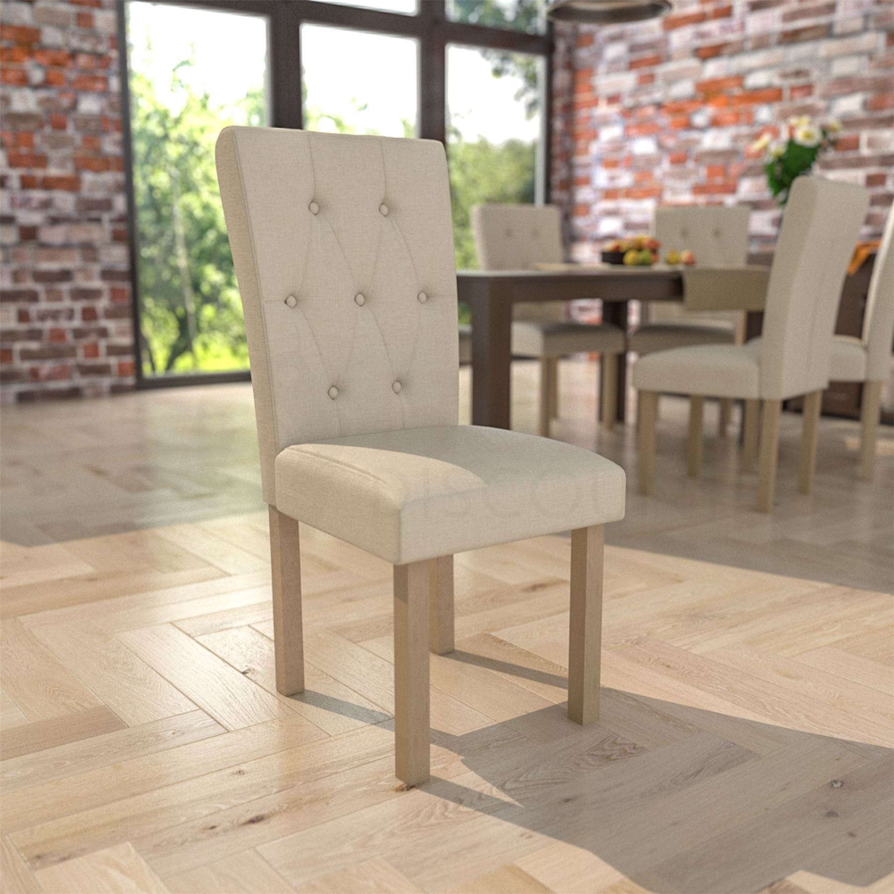 Dining Table & Chairs Set 4/6 Faux Leather Fabric Kitchen Padded Seat Furniture - Picture 83 of 87