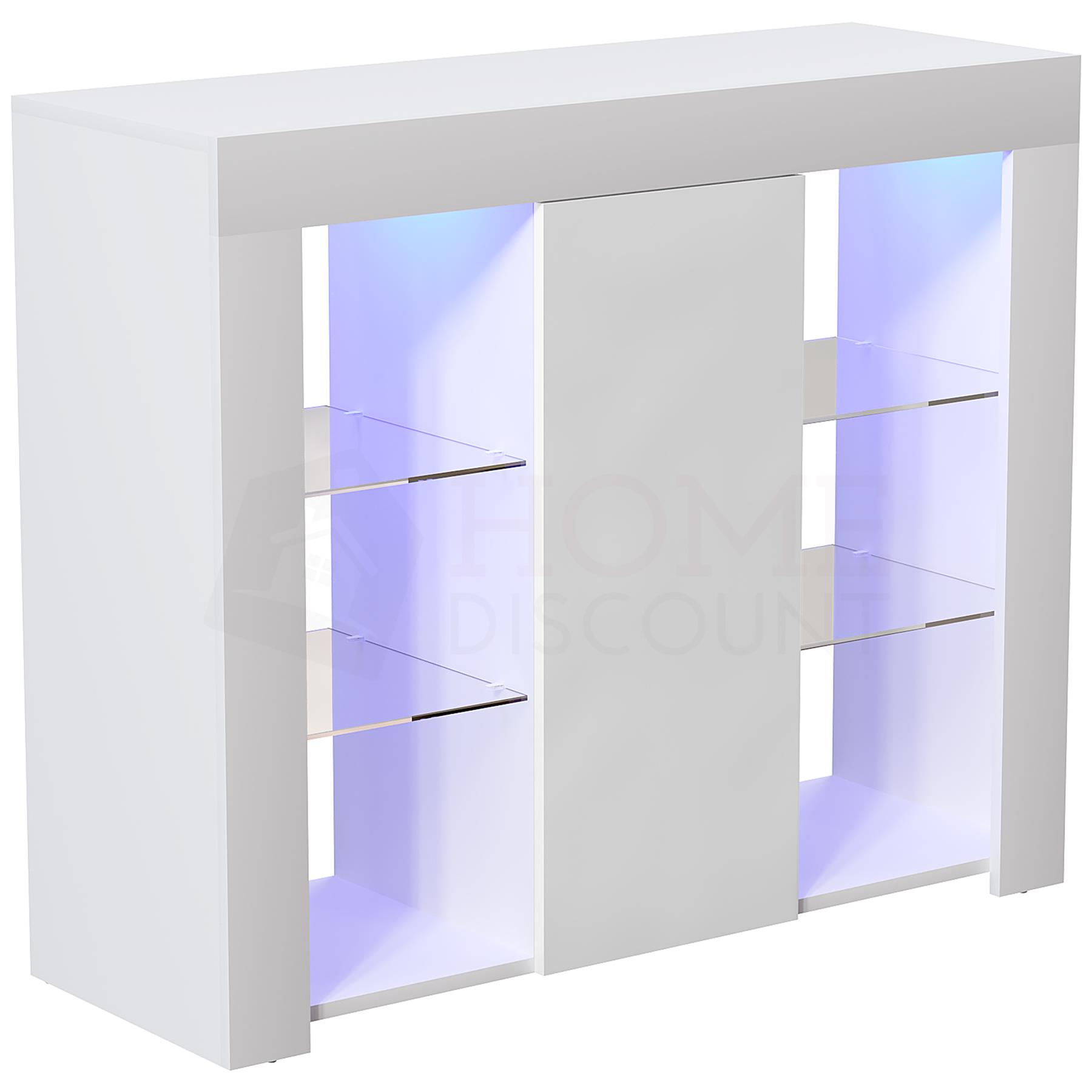Modern LED Sideboard High Gloss Modern Buffet Cupboard Display Cabinet - Picture 76 of 86