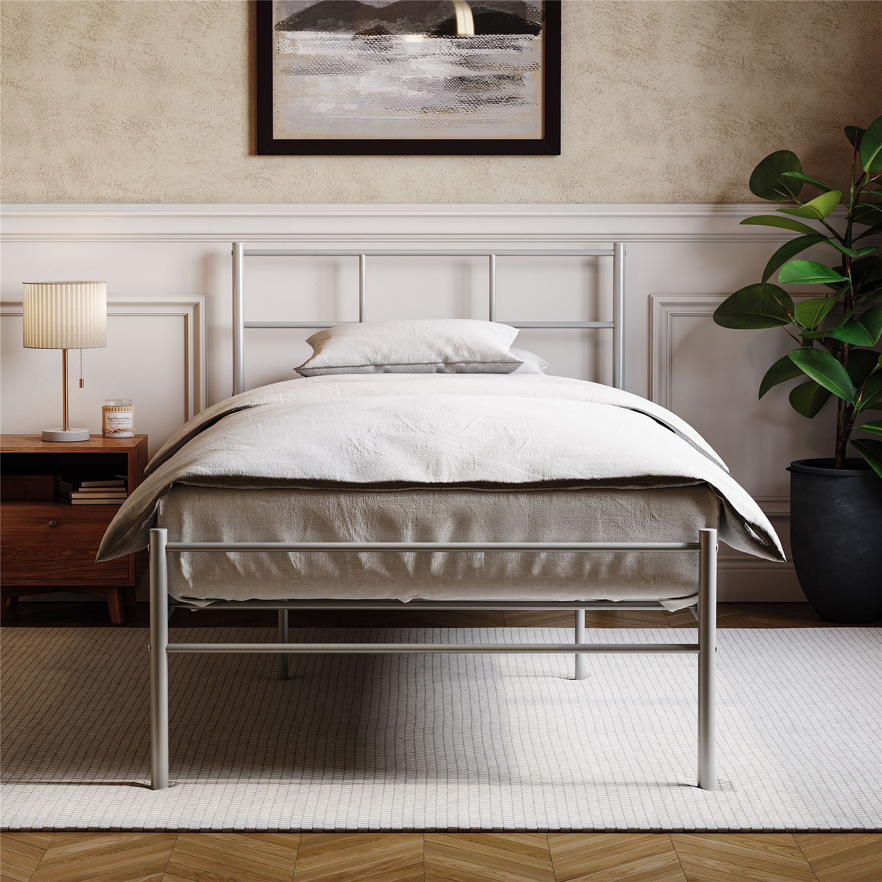 Metal Bed Single Double King Size Slat Base Headboard Set Bedroom Furniture - Picture 17 of 187