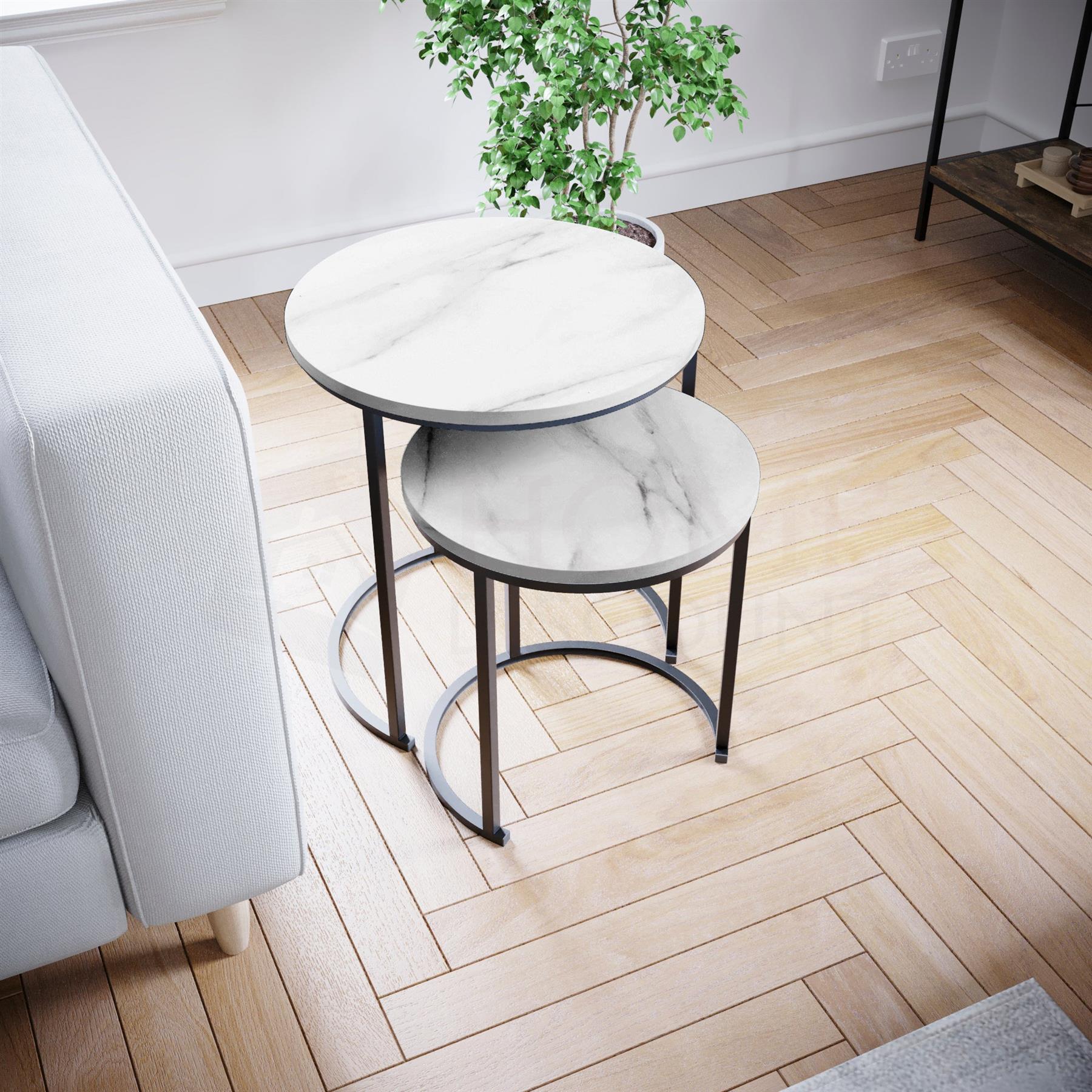 Set of 2 3 Coffee Nesting Table Set Sofa Side End Table Industrial Living Room - Picture 72 of 107