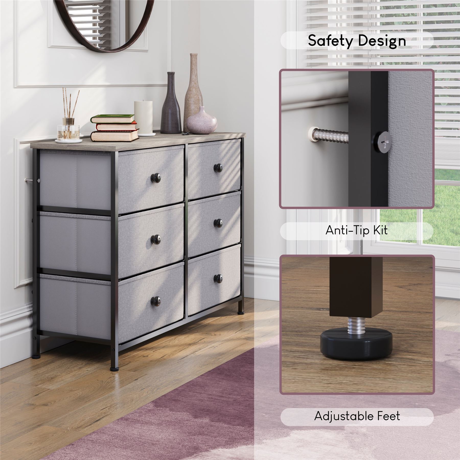 Vida Designs Stoff Kommode Aufbewahrungsschrank Schlafzimmer Flur 'UKFR' - Bild 91 von 193