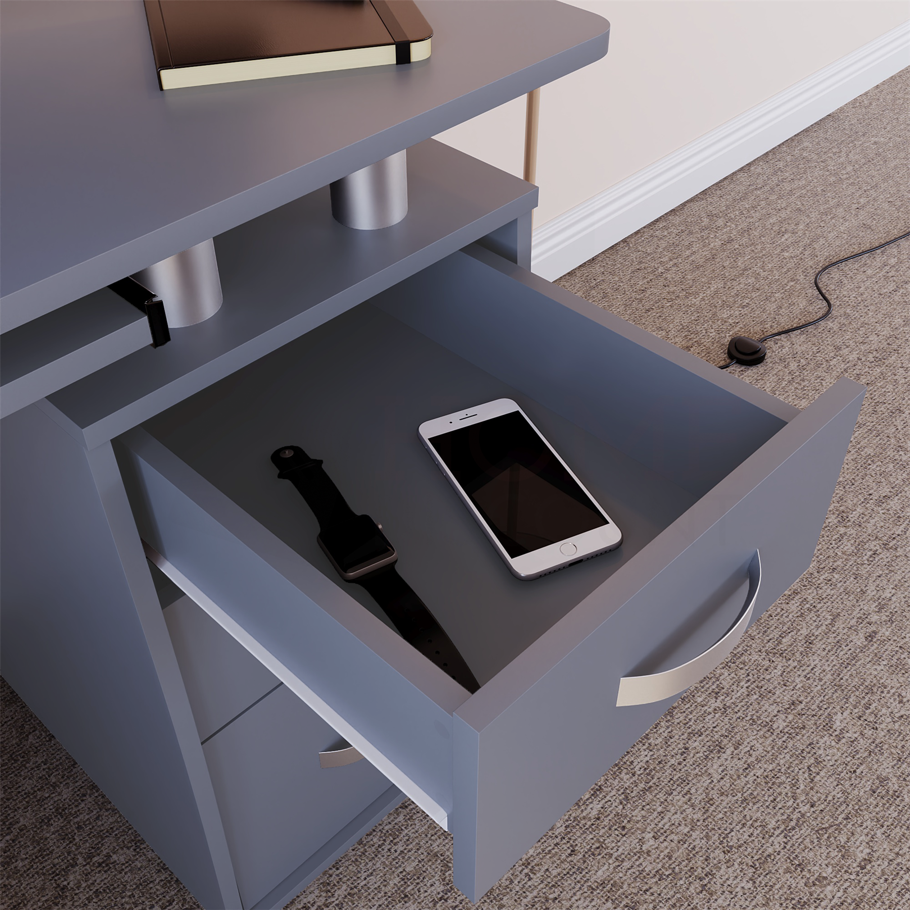 3 Drawer Computer Desk Home Office Work Study PC Laptop Workstation Table - Picture 16 of 28