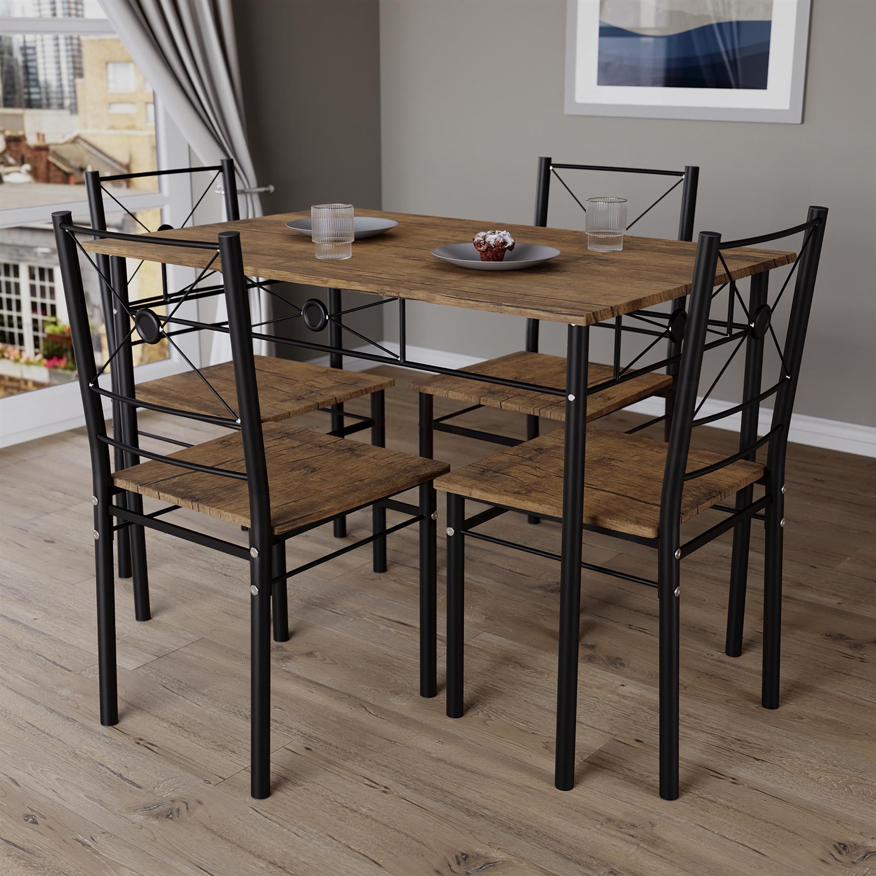 Wooden Dining Table & Chair Set 2 / 4 Seater Bench Chair Kitchen Room Furniture - Picture 58 of 82