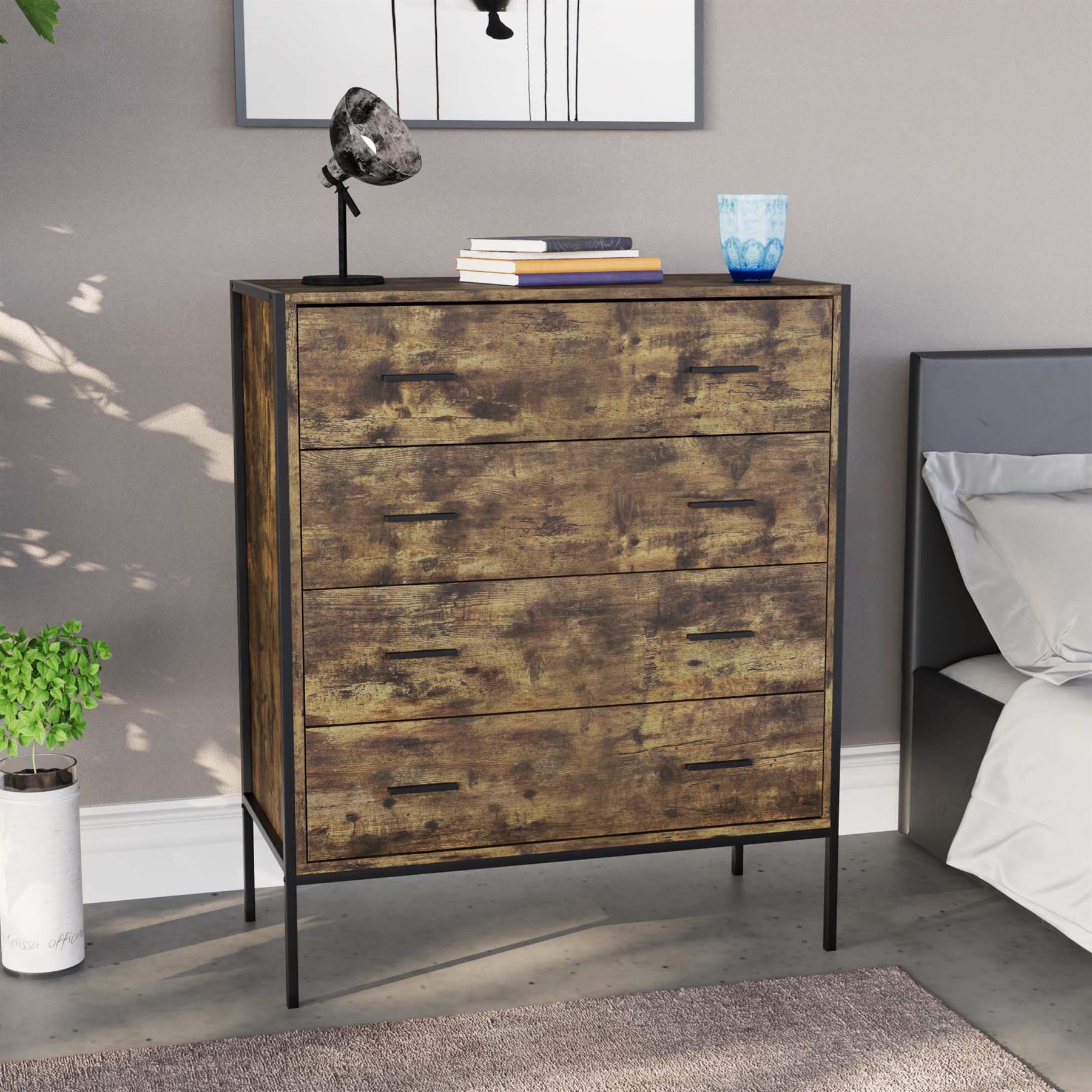 Industrial Chest of Drawers Bedroom Furniture Bedside Chest 1 to 6 Drawers - Picture 38 of 61