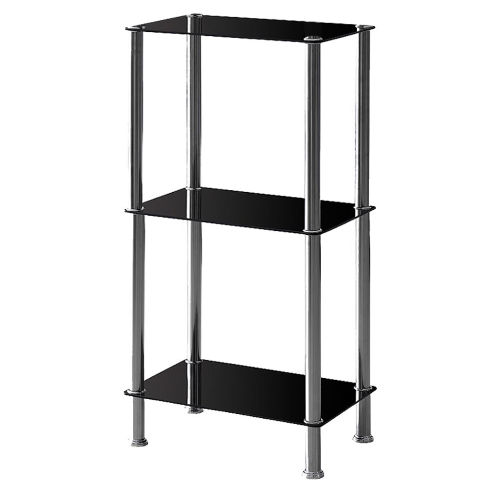 2 3 4 Tier Glass Shelf Unit Black Shelves Storage Square Modern By Home