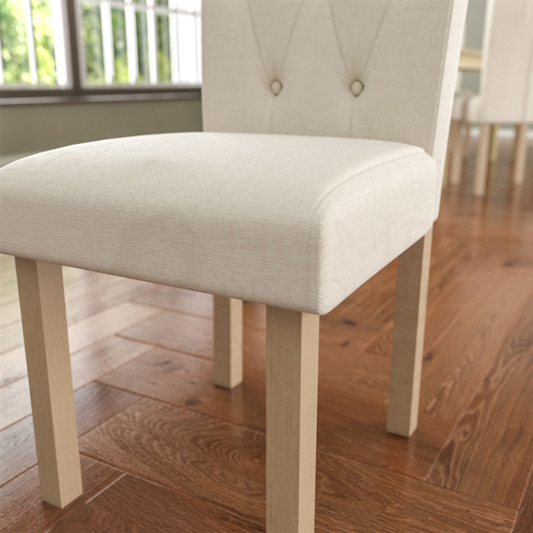 Dining Table & Chairs Set 4/6 Faux Leather Fabric Kitchen Padded Seat Furniture - Picture 87 of 87