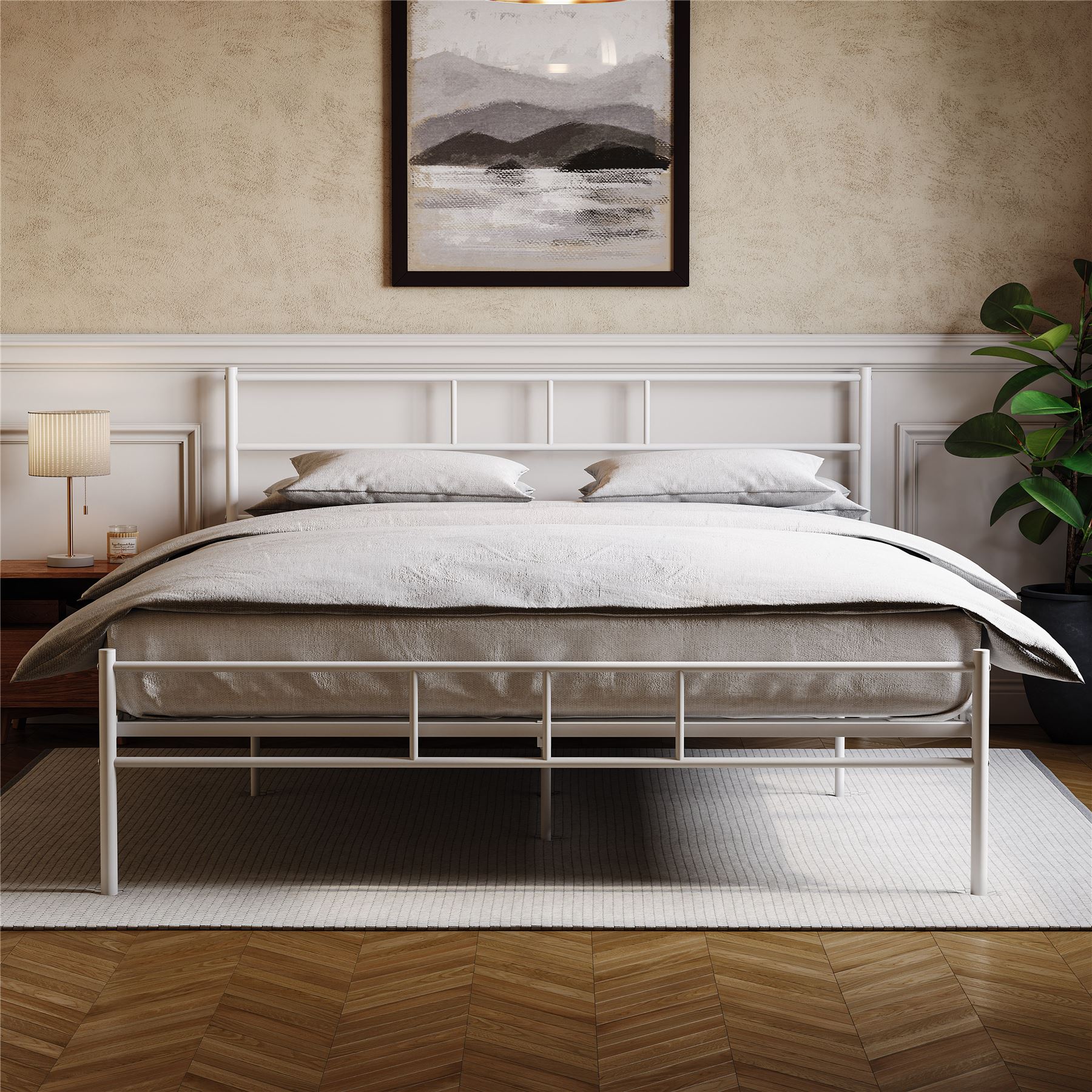 Metal Bed Single Double King Size Slat Base Headboard Set Bedroom Furniture - Picture 73 of 187