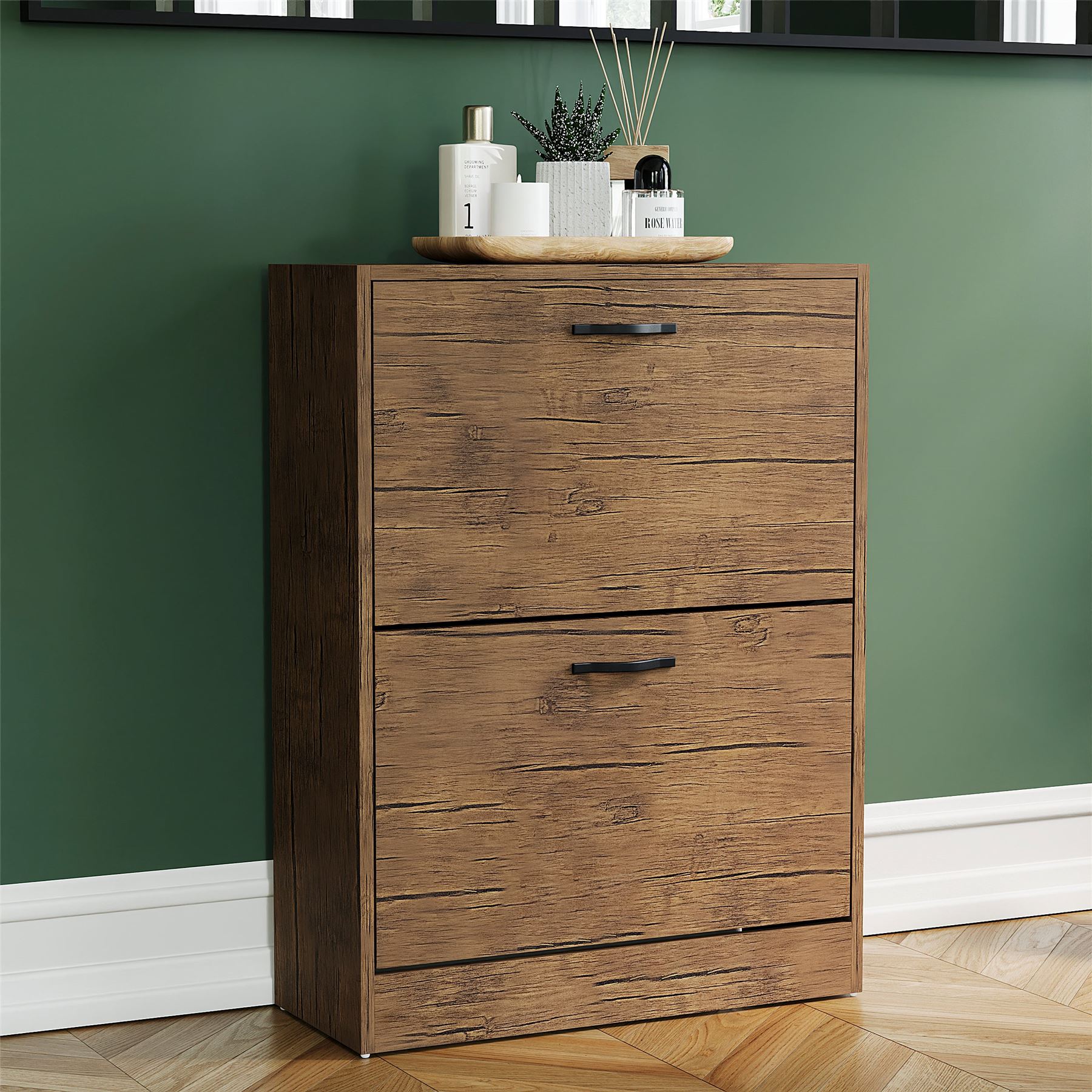 Shoe Cabinet 2 Drawer Storage Organiser Footwear Rack Cupboard Hallway Unit - Picture 10 of 79