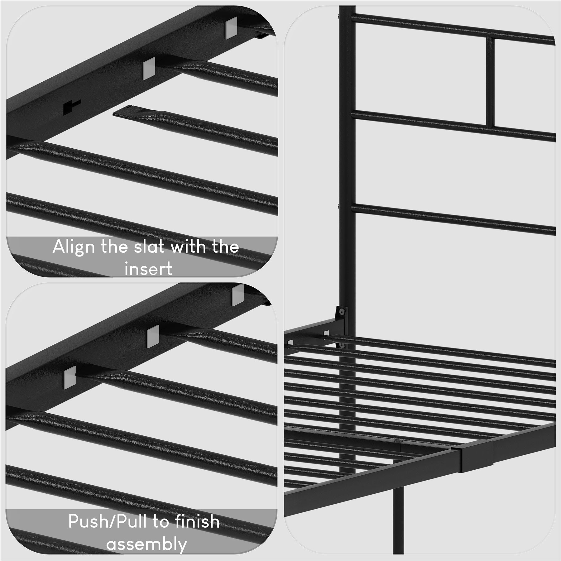 Metal Bed Single Double King Size Slat Base Headboard Set Bedroom Furniture - Picture 6 of 187