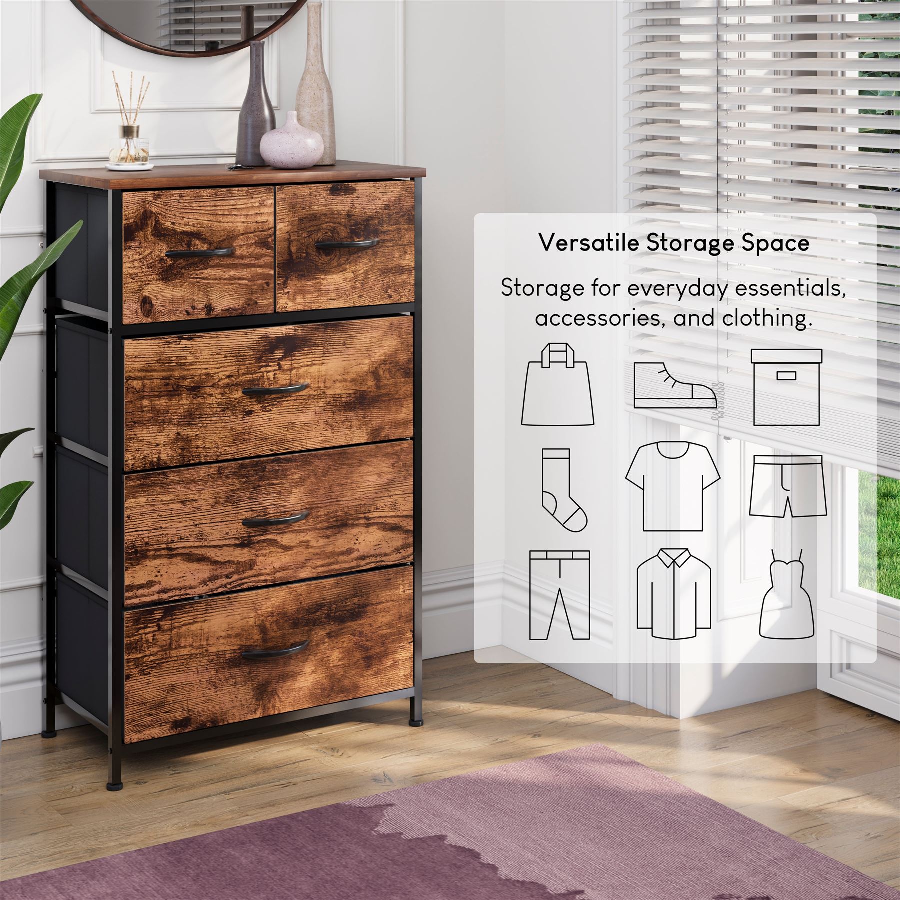 Moderne Stoff Kommode Aufbewahrung Organizer Schlafzimmer Möbel "UKFR" - Bild 25 von 65