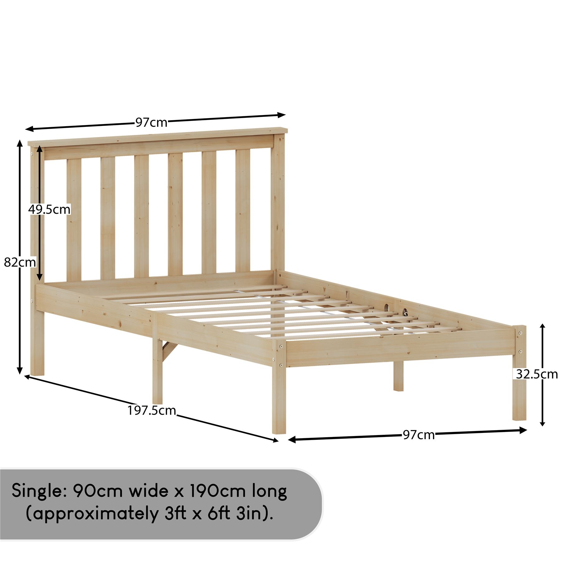 Holzbett Milan Single Double King Size 3 Fuß 4 Fuß 6 5 Fuß Rahmen Matratze Weiß Kiefer - Bild 8 von 37