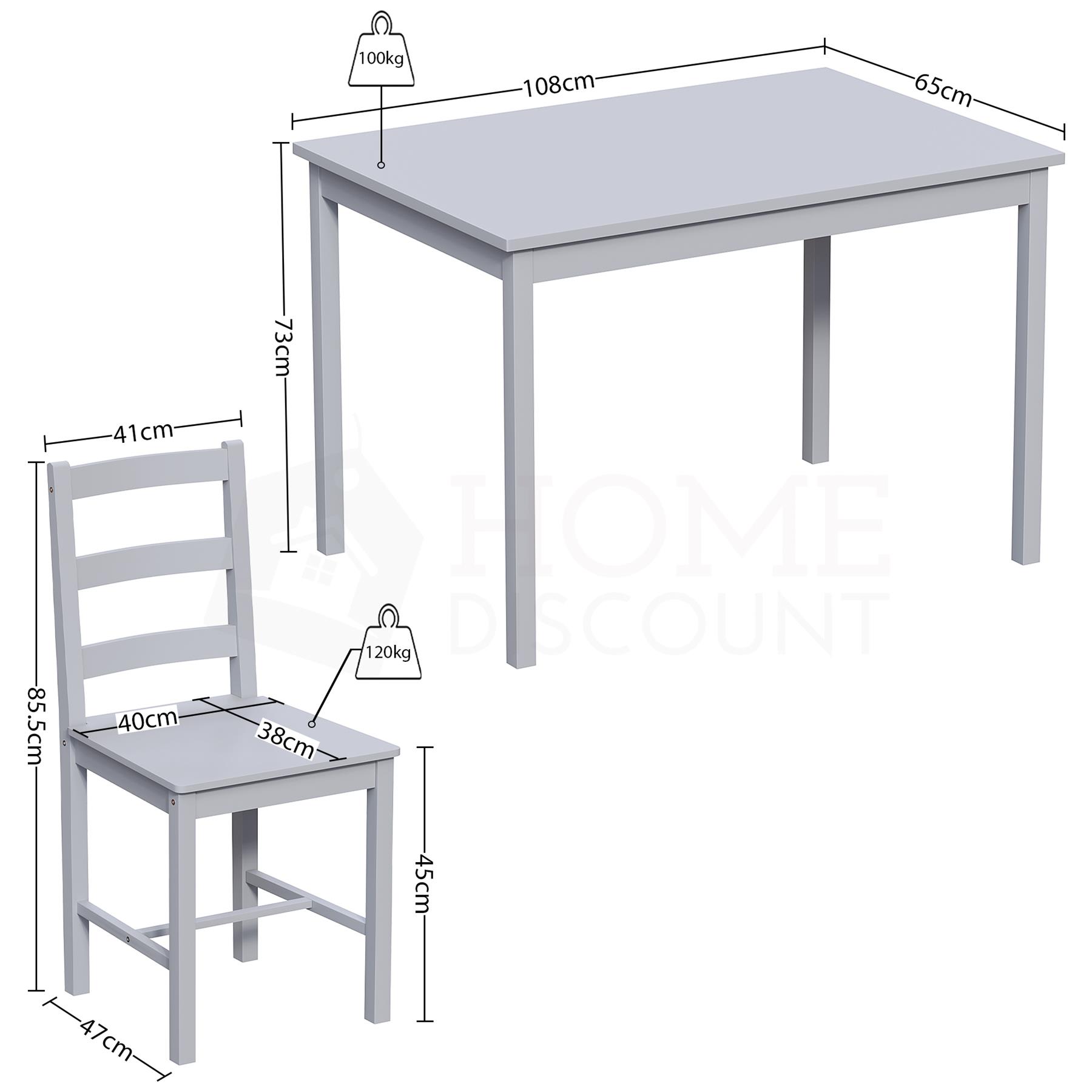 Solid Wood Dining Table and 2 4 Chairs Set Home Kitchen Furniture 3 Colours - Picture 35 of 73