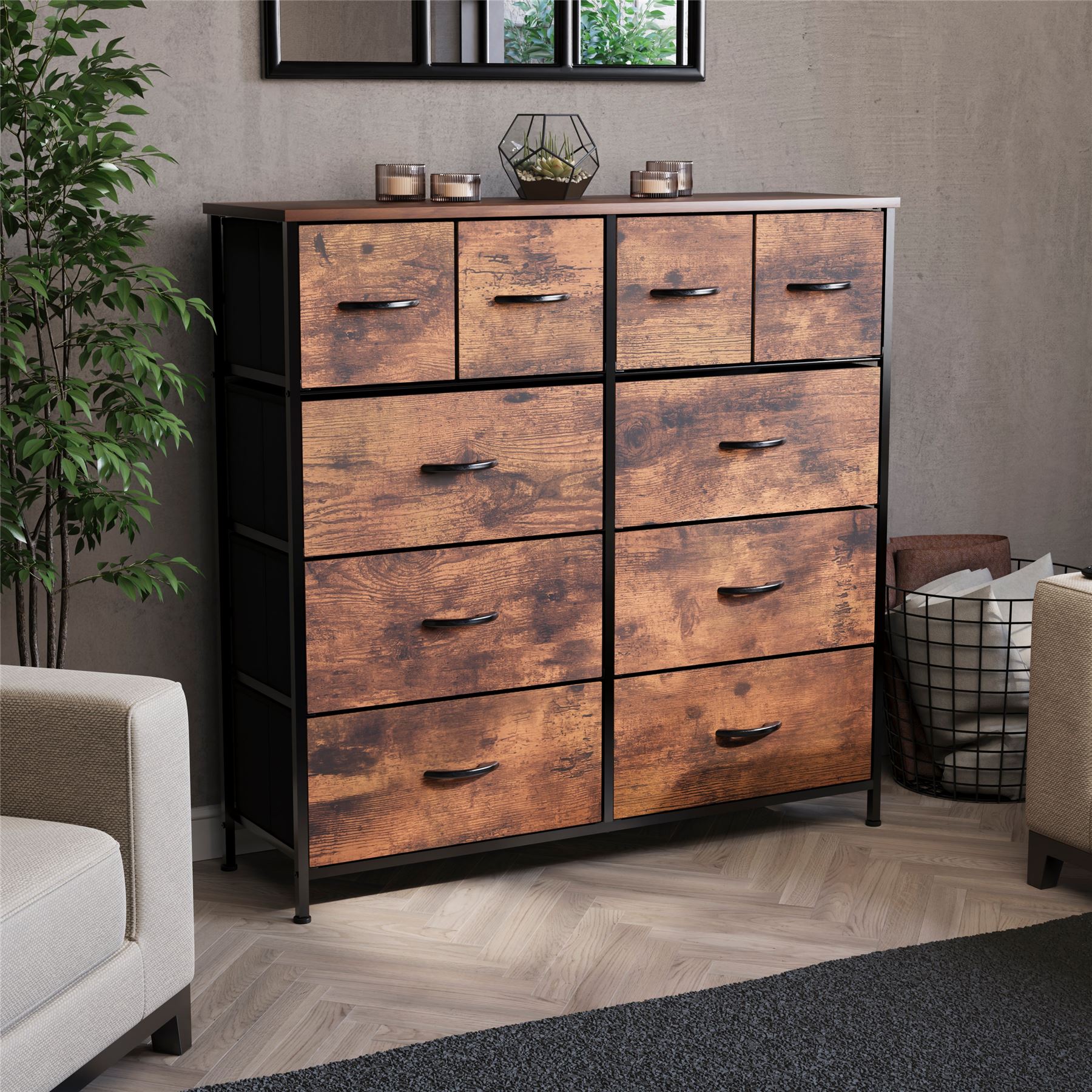 Moderne Stoff Kommode Aufbewahrung Organizer Schlafzimmer Möbel "UKFR" - Bild 57 von 65
