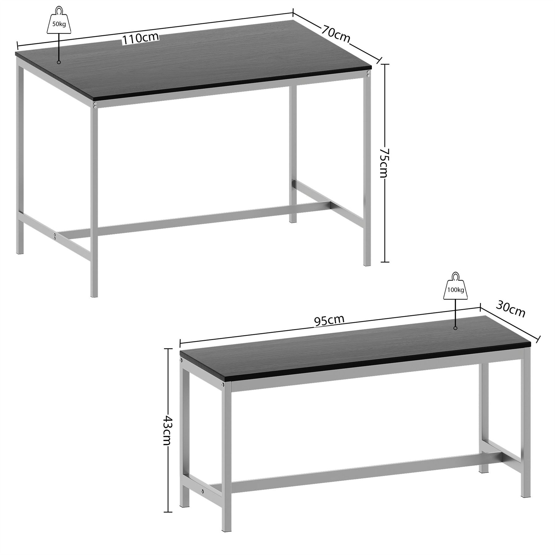 Vida Designs Dining Table Chairs Bar Stool Bench Set Kitchen Dining Furniture - Picture 6 of 23