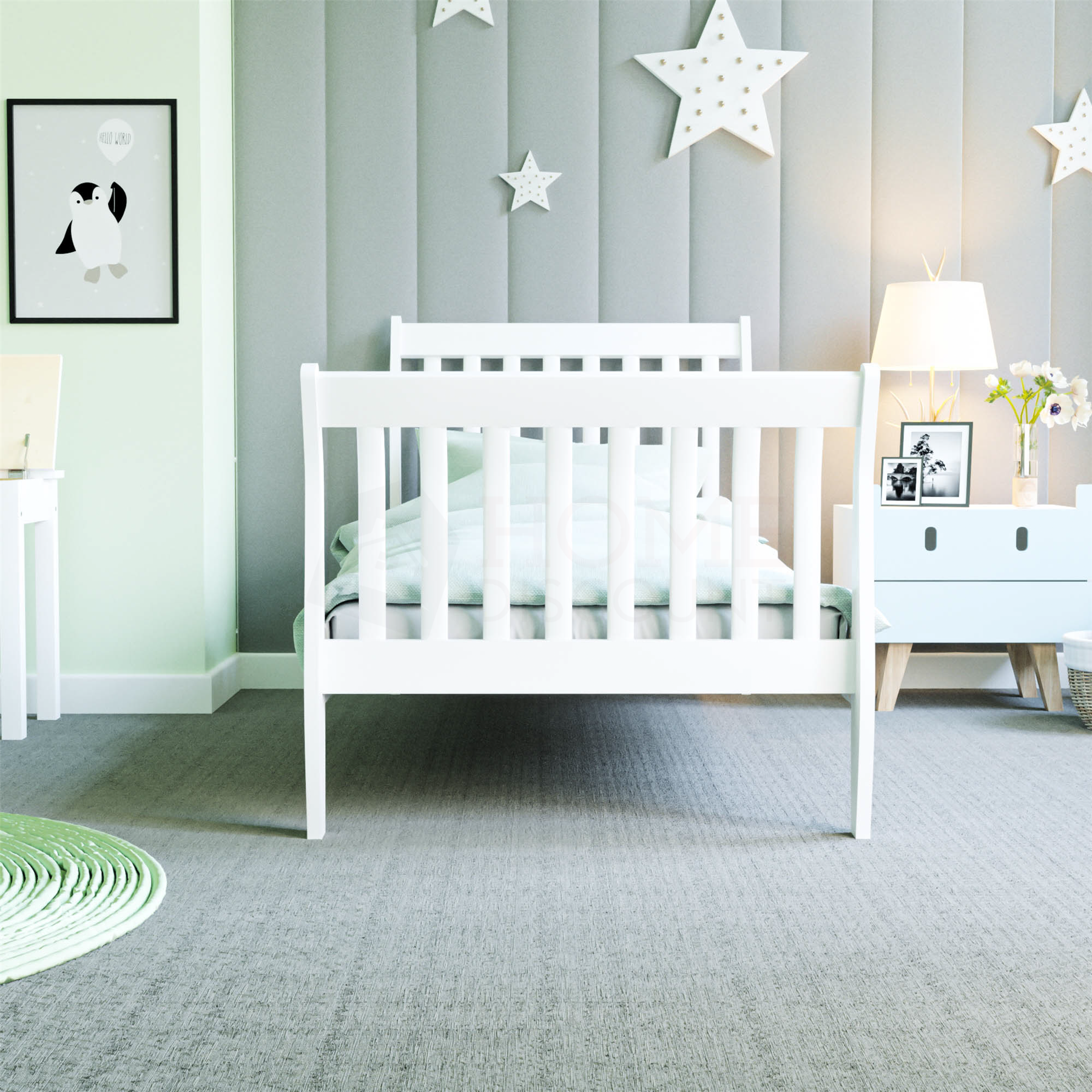 3ft Single Bed White Wooden Bed Frame Memory Foam Mattress Children Kids Bed - Picture 17 of 22
