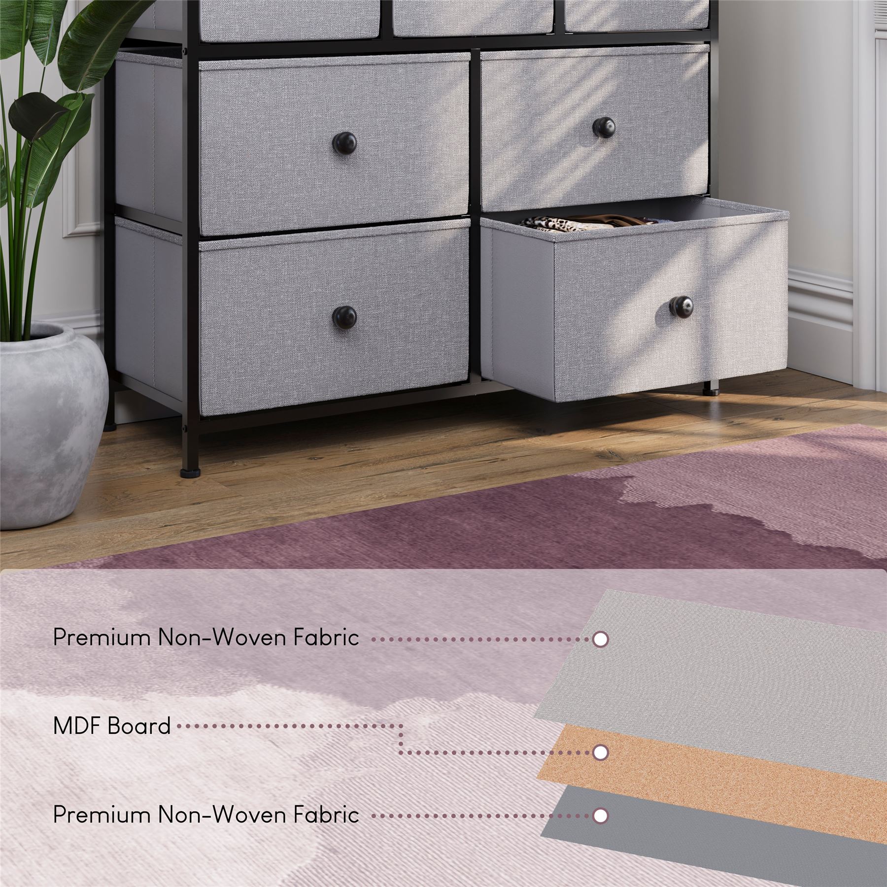 Vida Designs Stoff Kommode Aufbewahrungsschrank Schlafzimmer Flur 'UKFR' - Bild 119 von 193