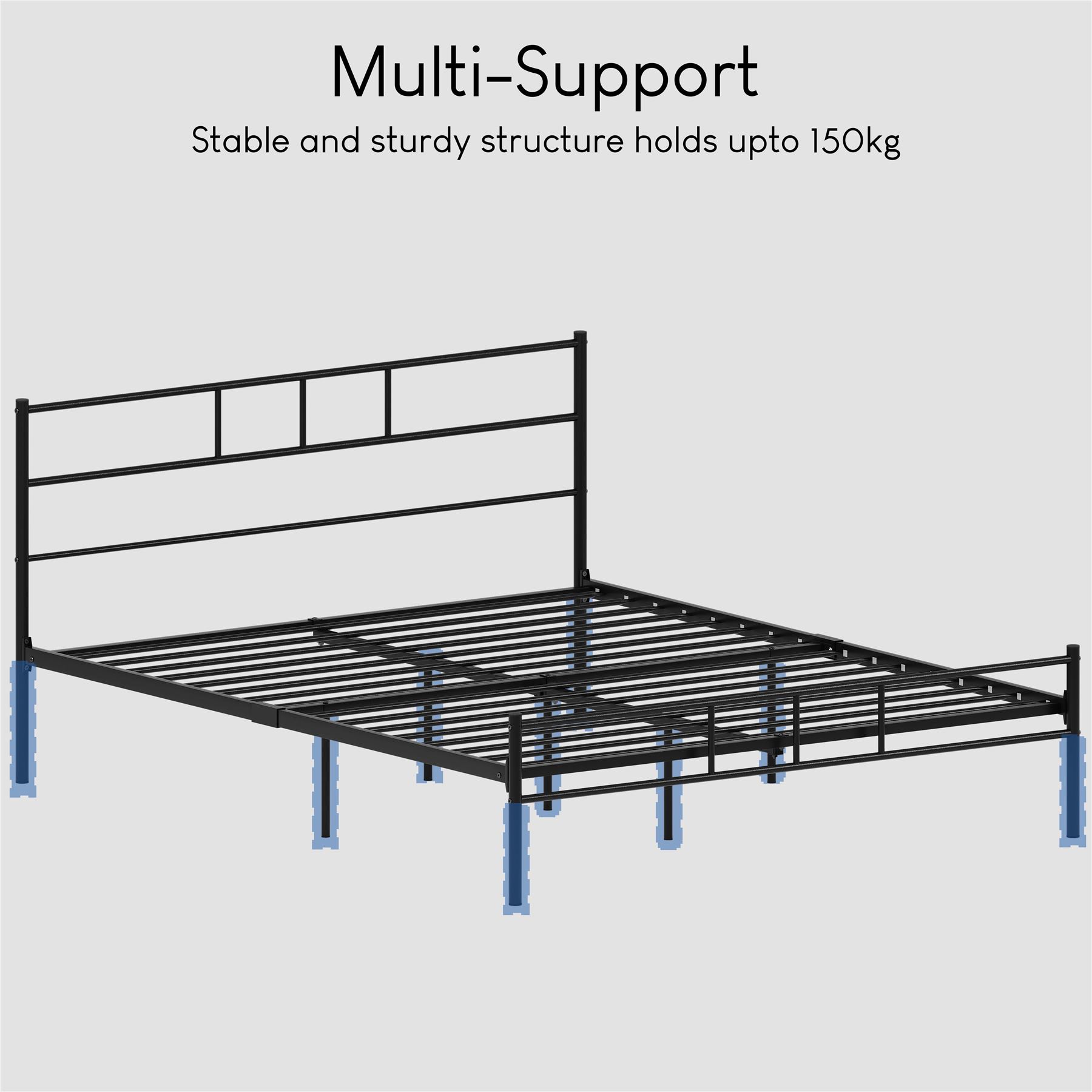 Metal Bed Single Double King Size Slat Base Headboard Set Bedroom Furniture - Picture 64 of 187