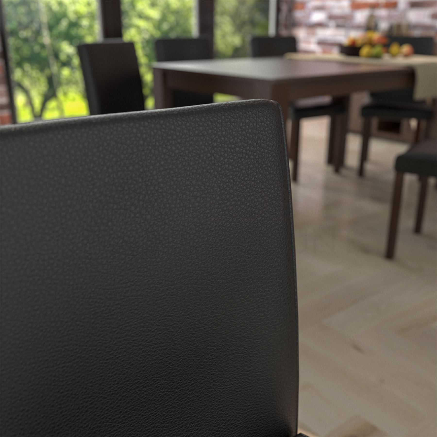 Dining Table & Chairs Set 4/6 Faux Leather Fabric Kitchen Padded Seat Furniture - Picture 44 of 87