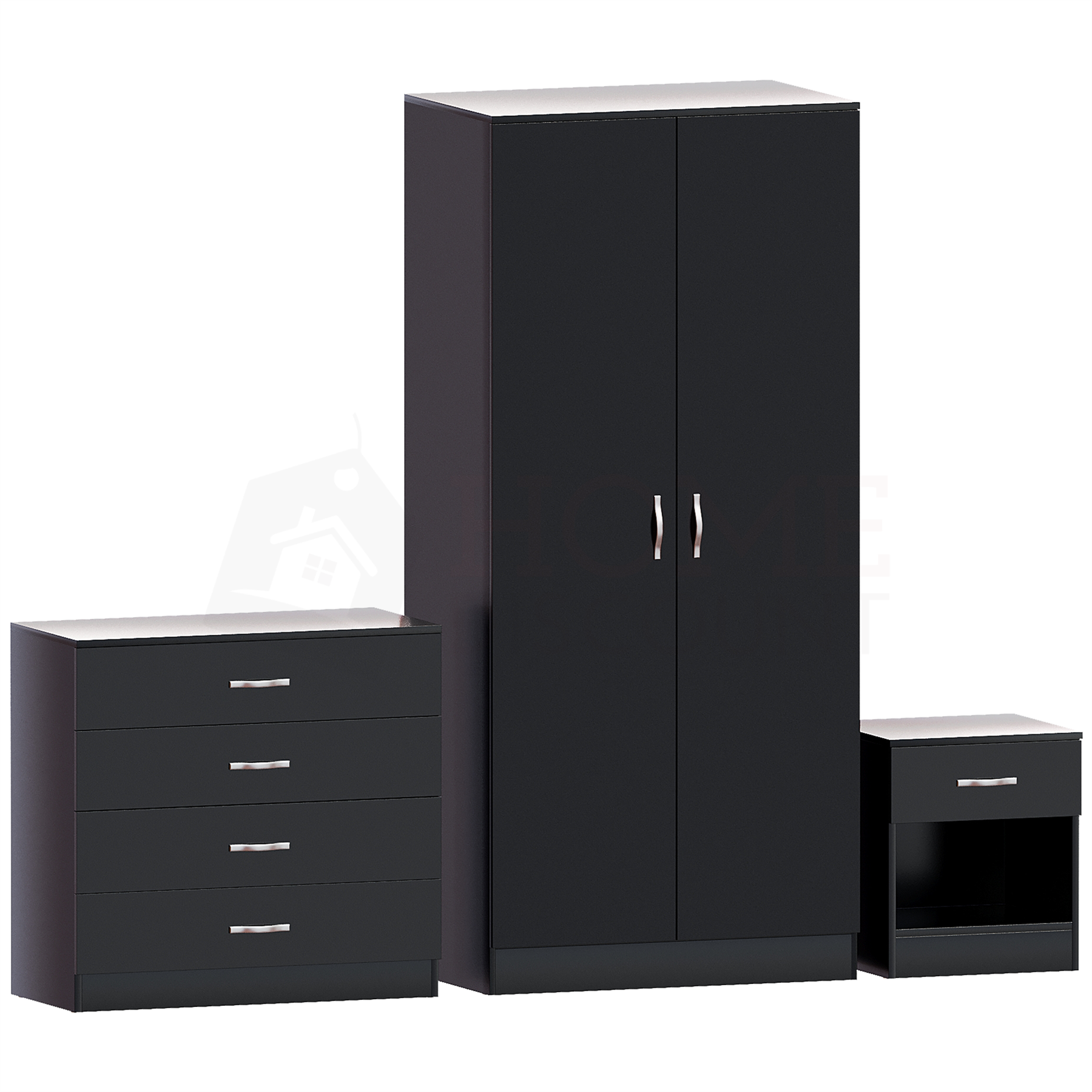 Schwarze Kommode Nachttisch Kleiderschrank Schreibtisch moderne Schlafzimmermöbel - Bild 82 von 82