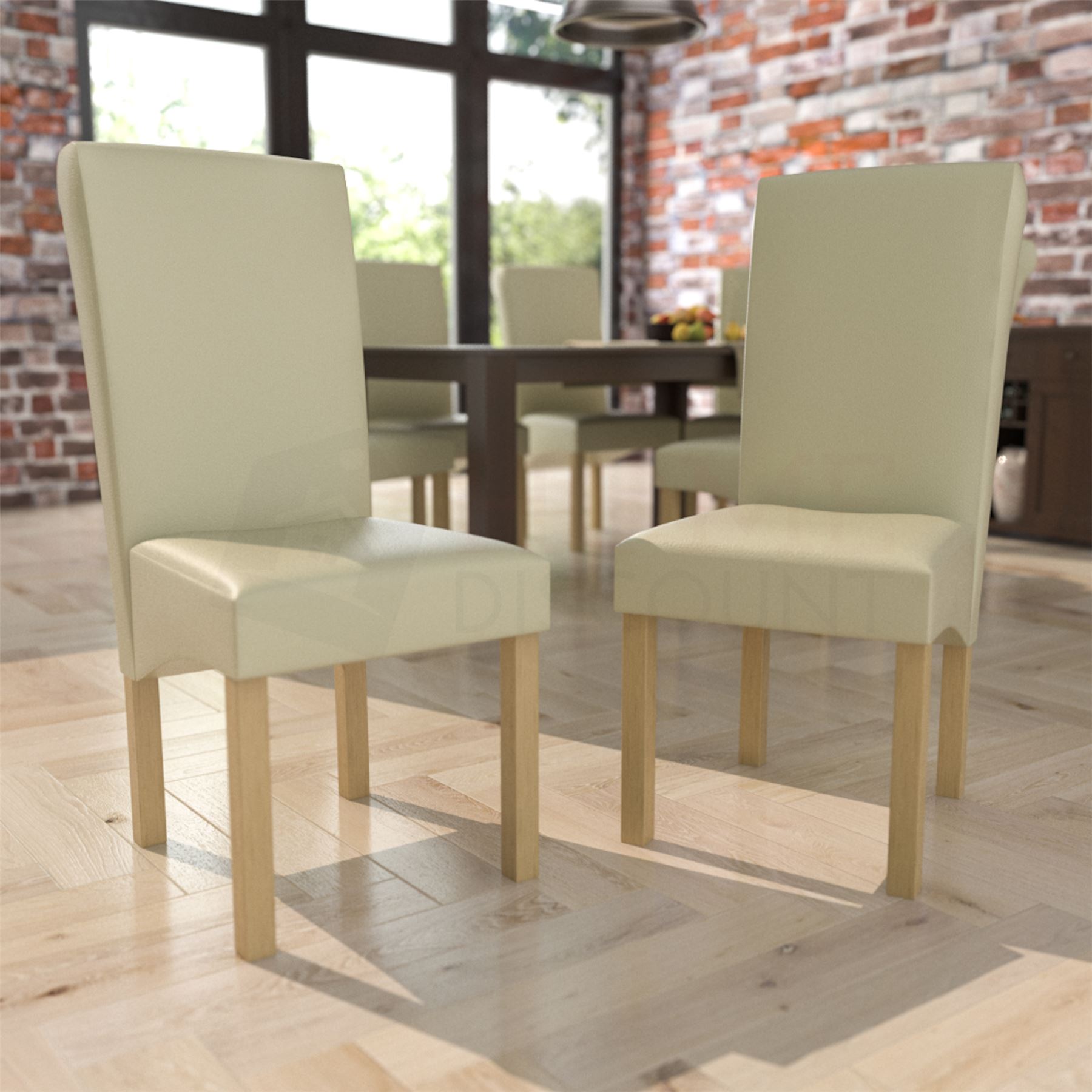 Dining Table & Chairs Set 4/6 Faux Leather Fabric Kitchen Padded Seat Furniture - Picture 66 of 87