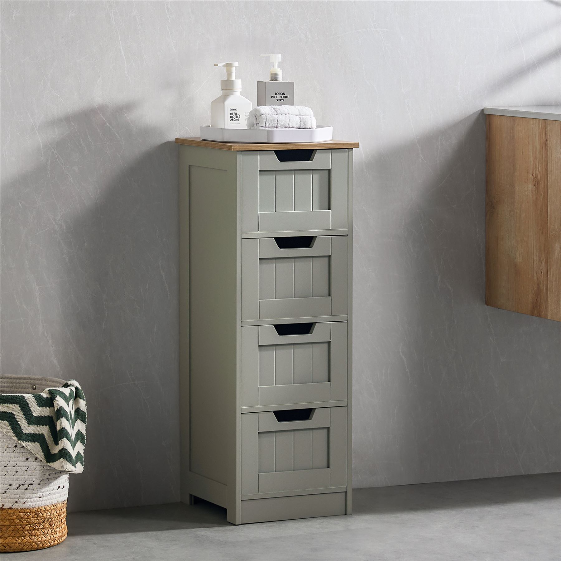 Priano Freistehender Badschrank Unterschrank Grau Waschtischunterschrank Aufbewahrung - Bild 54 von 65